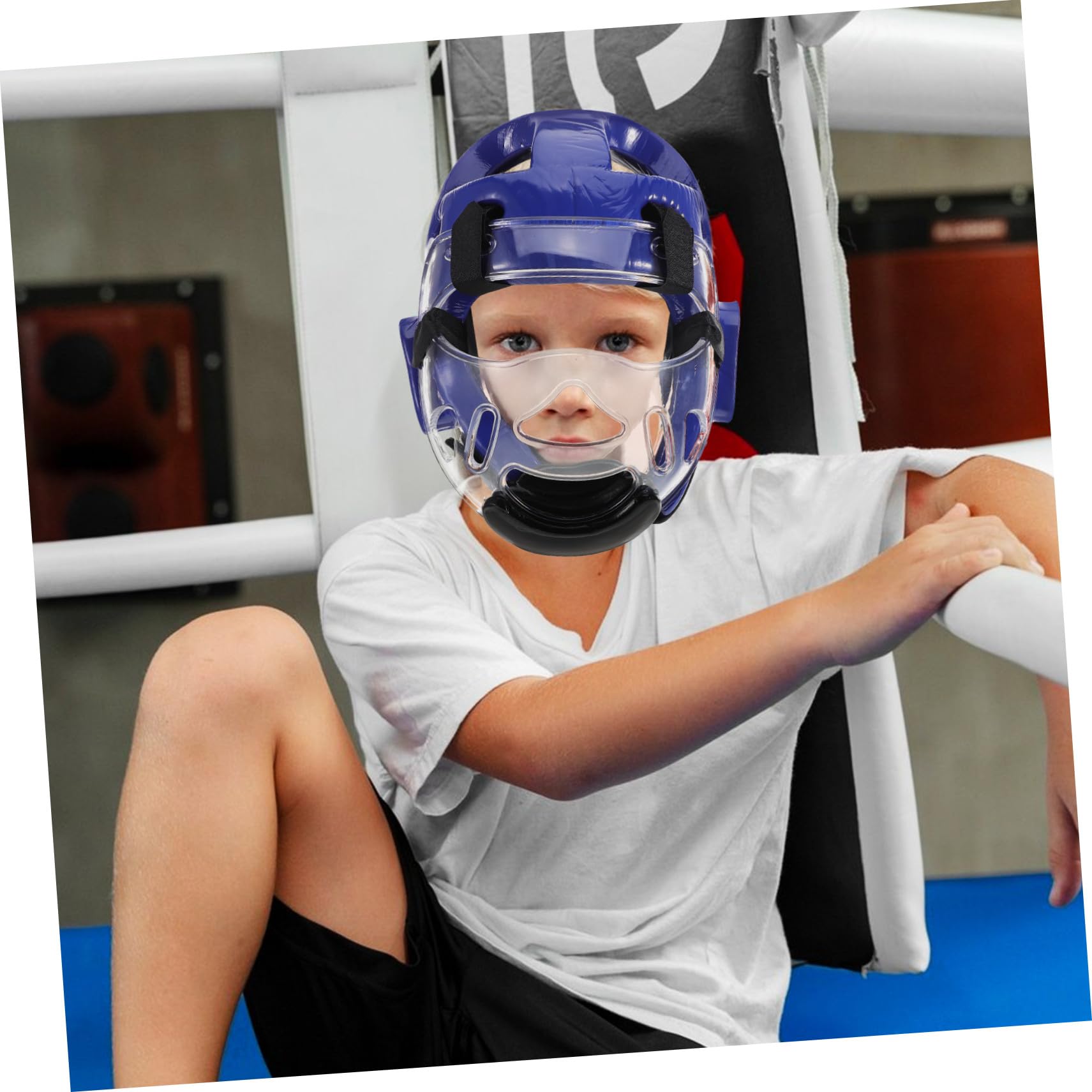 GANAZONO Casco Taekwondo para Niños con Protección Facial Completa y Ventilación Transpirable, Arnés Ajustable Adecuado para Entrenamiento y Competición Segura