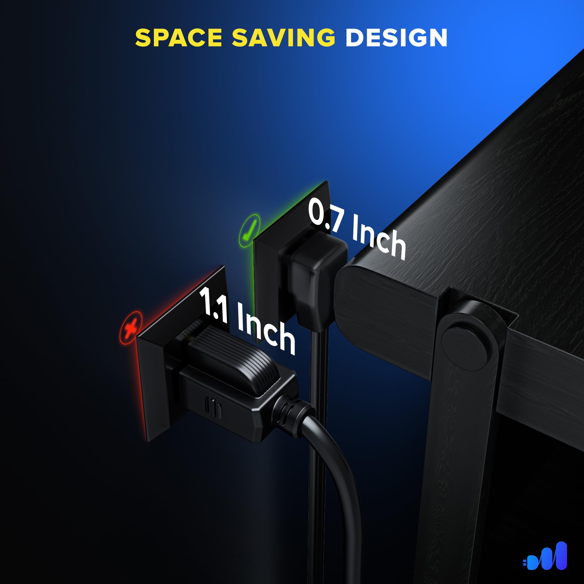 Maximm Cable de extensión resistente (30 pies), cable plano de 3 clavijas, cable de alimentación de 14 AWG, certificado UL, negro, ideal para uso doméstico y oficina, electrodomésticos, electrónica,