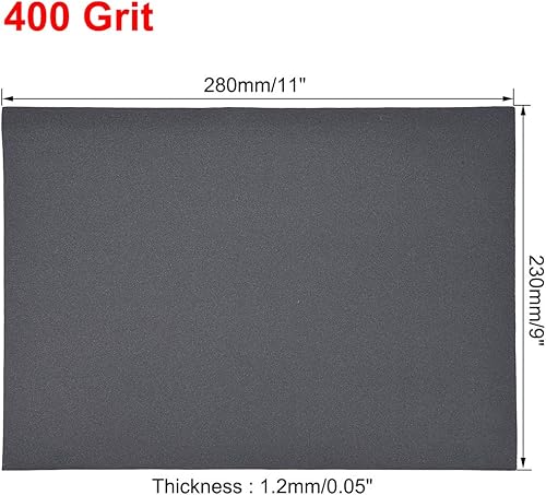 Miniatura 19 de uxcell Hojas de lijado de grano 360 de 9 x 11 pulgadas, papel de lija de carburo de silicio húmedo y seco para muebles de madera, pulido de metal, 5