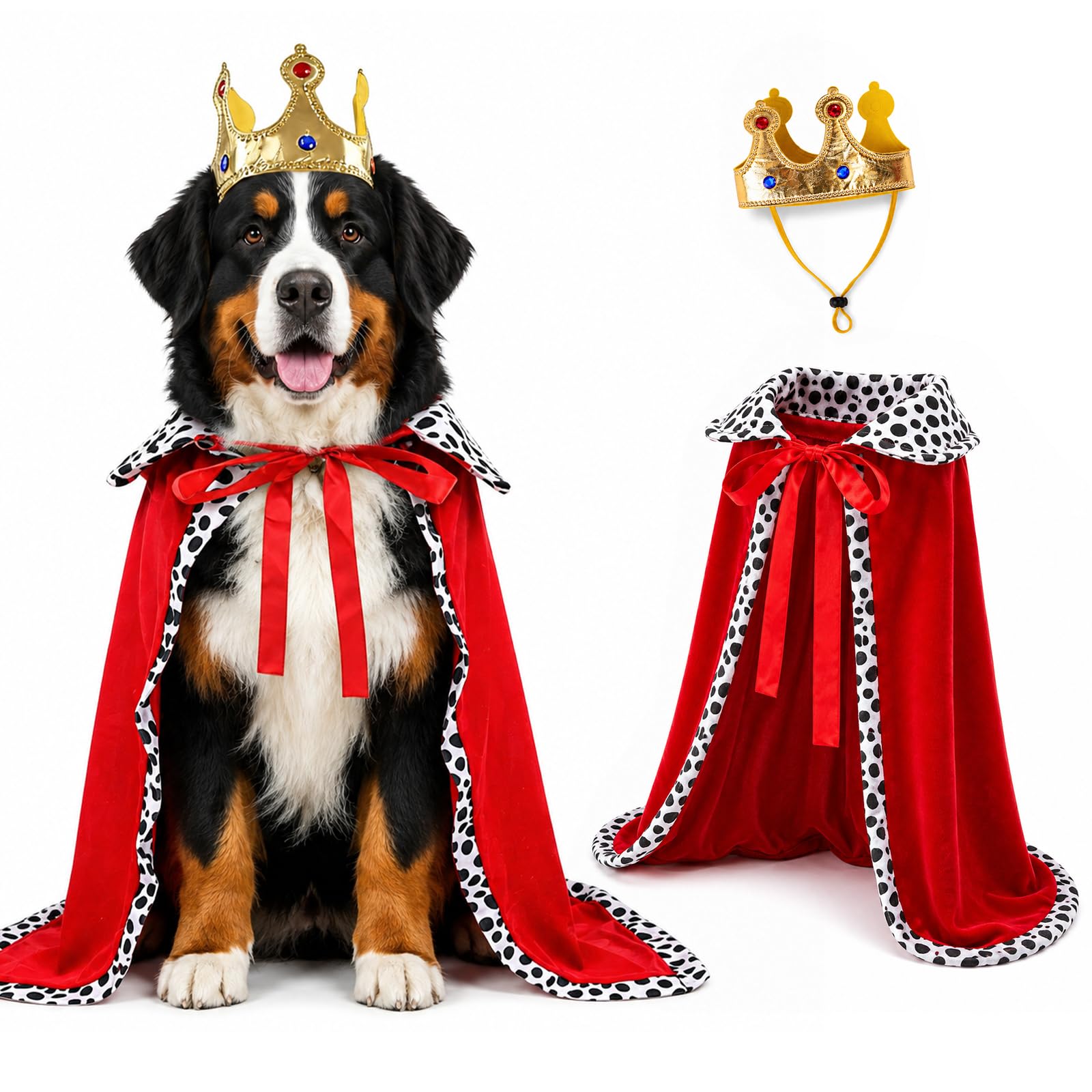 Dog Halloween Costume with Cape and Crown, Size L