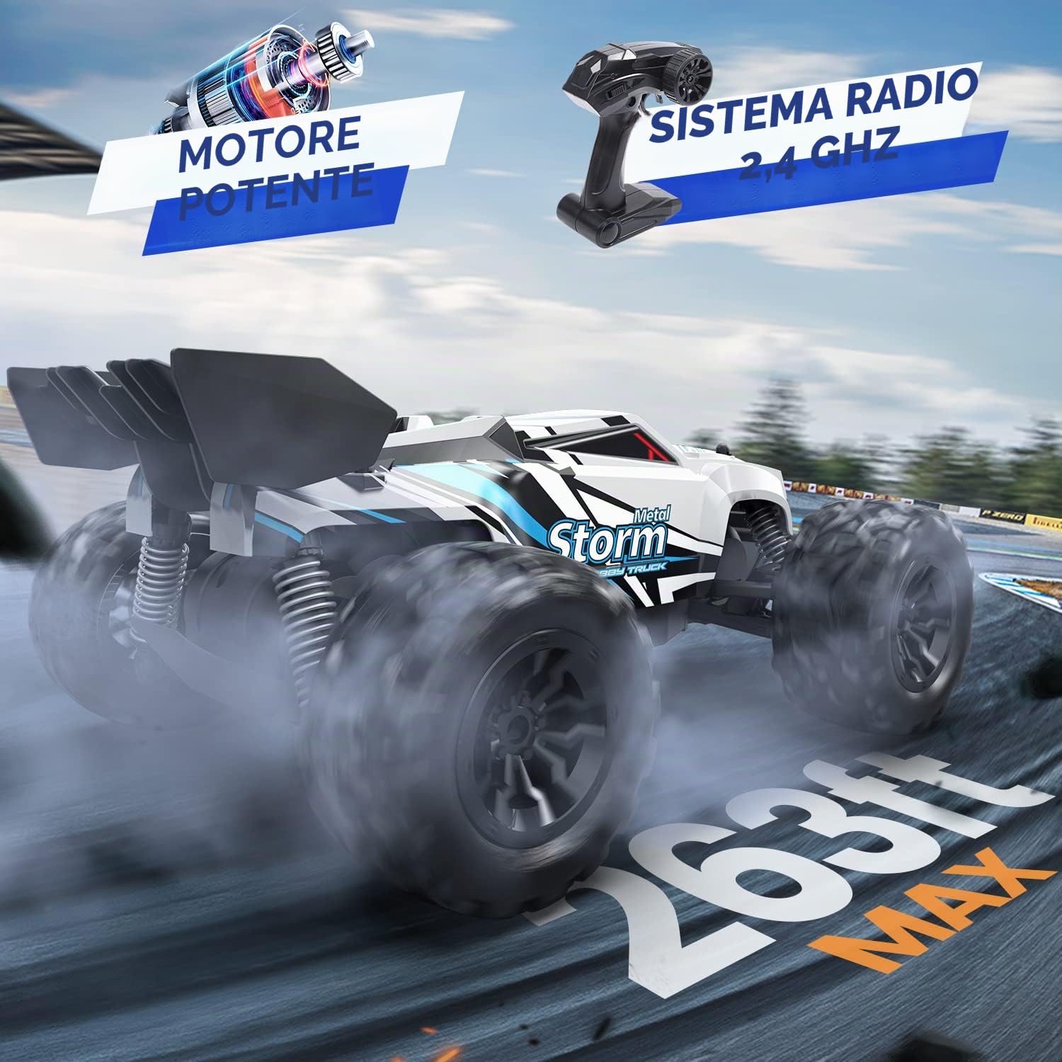 DEERC RC Auto, Monster Truck Telecomandato con 2 Batterie per 40 Minuti di Riproduzione, 2,4 GHz Fuoristrada RTR Rock Crawler Giocattolo Regalo per Ragazzi Ragazze Bambini Principianti