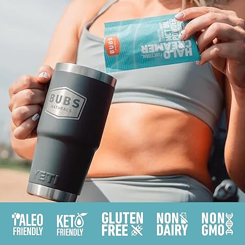 Miniatura 4 de BUBS Naturals MCT - Paquetes de aceite en polvo, triglicéridos de cadena media, aptos para dieta cetogénica, veganos y paleo, grasas de coco