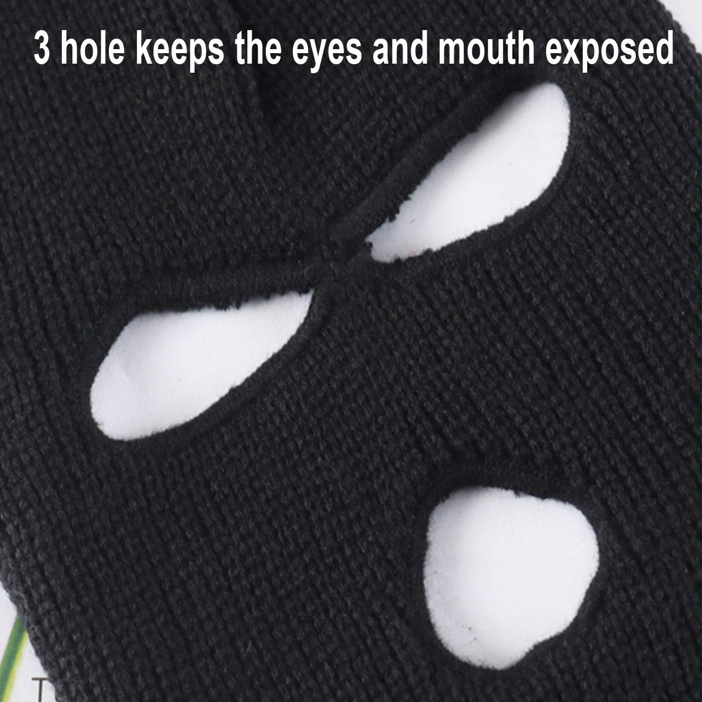 LuckkymeWinter Balaclava Warm Knit Full Face Mask, 3-Hole Knitted Full Face Cover Ski Mask(2 Pieces) Black, Large - Image 5