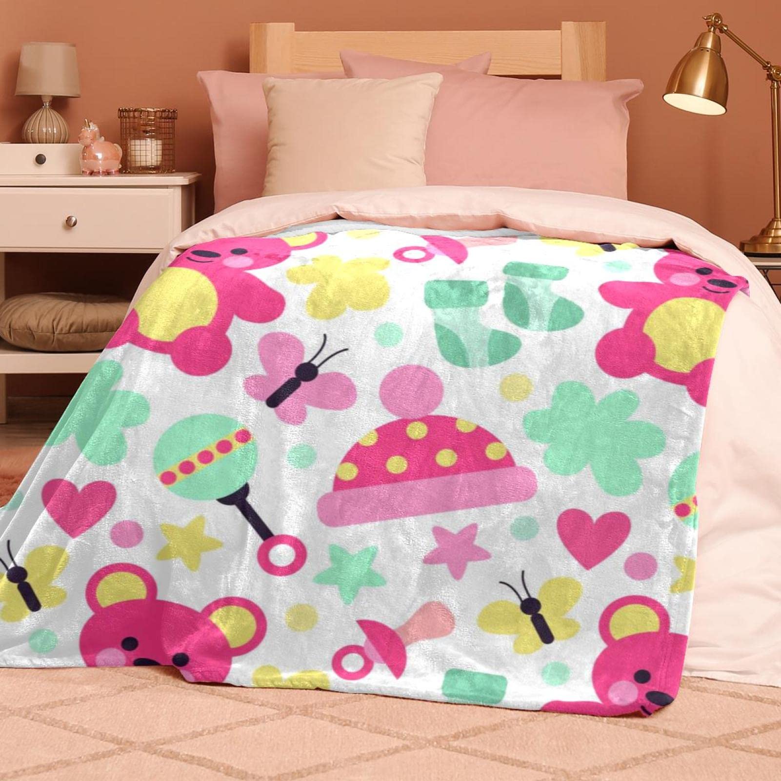 Fleece-Überwurfdecke für Couch, leicht, flauschig, Baby-Socken