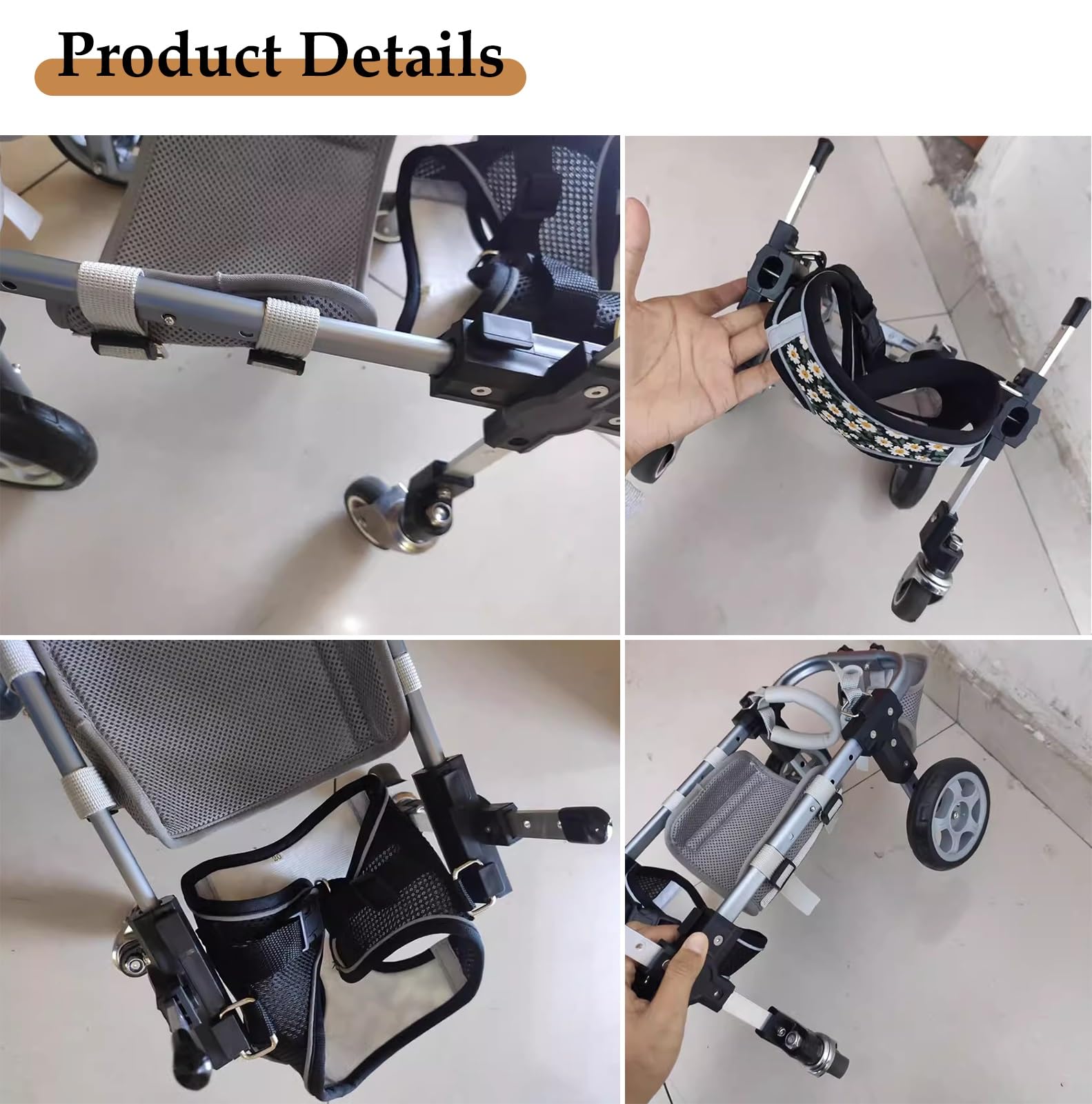 Generico Sedia a rotelle per Cani, Supporto Completo, 4 Ruote, Carrello per Cani disabili, Aiuto Mobilità per Camminare ed Esercizi Gambe