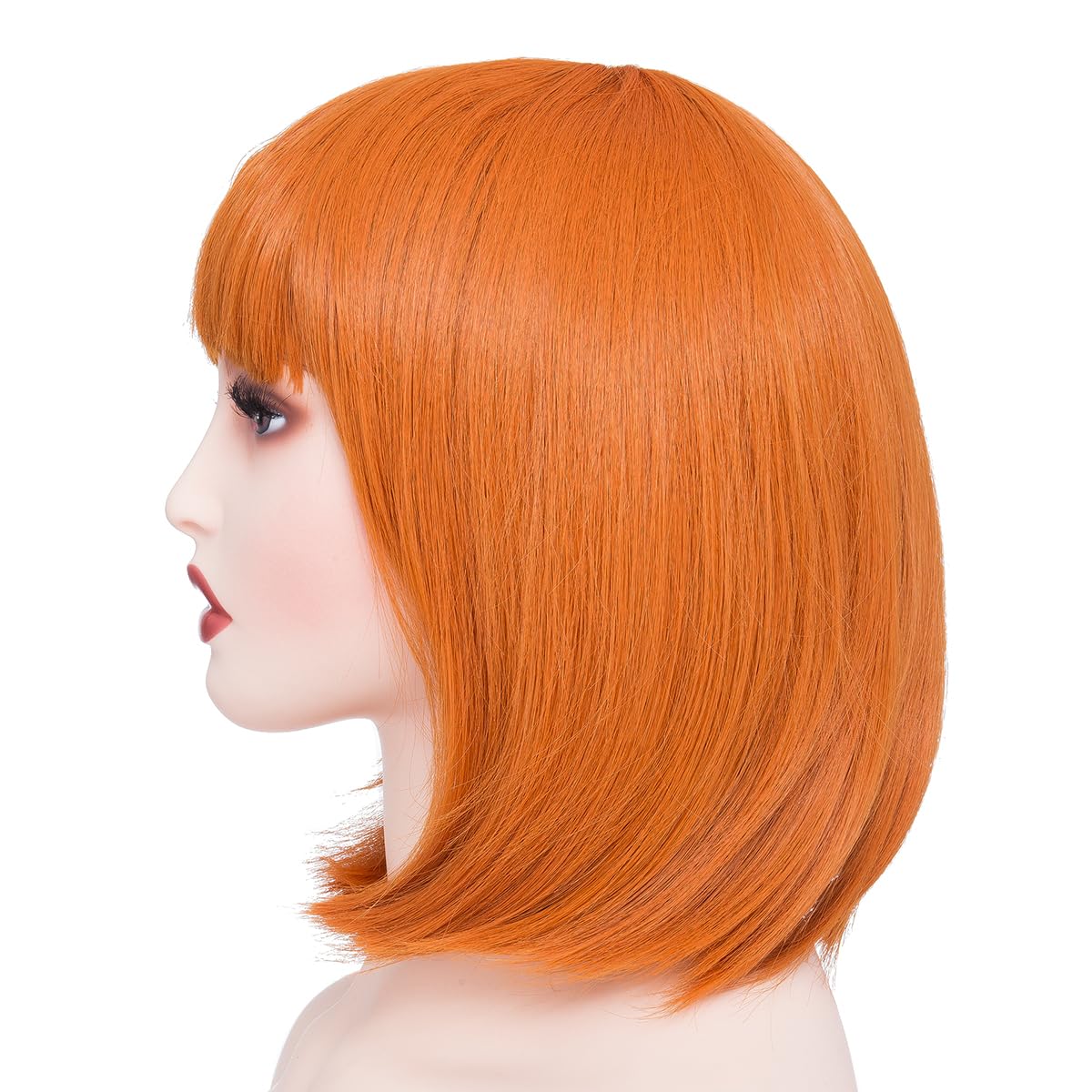 Yamel Orange Bob Wig with Bangs 11 Inches Short Straight Synthetic Hair Costume Party Cosplay Halloween Wigs for Women Adult - Image 3