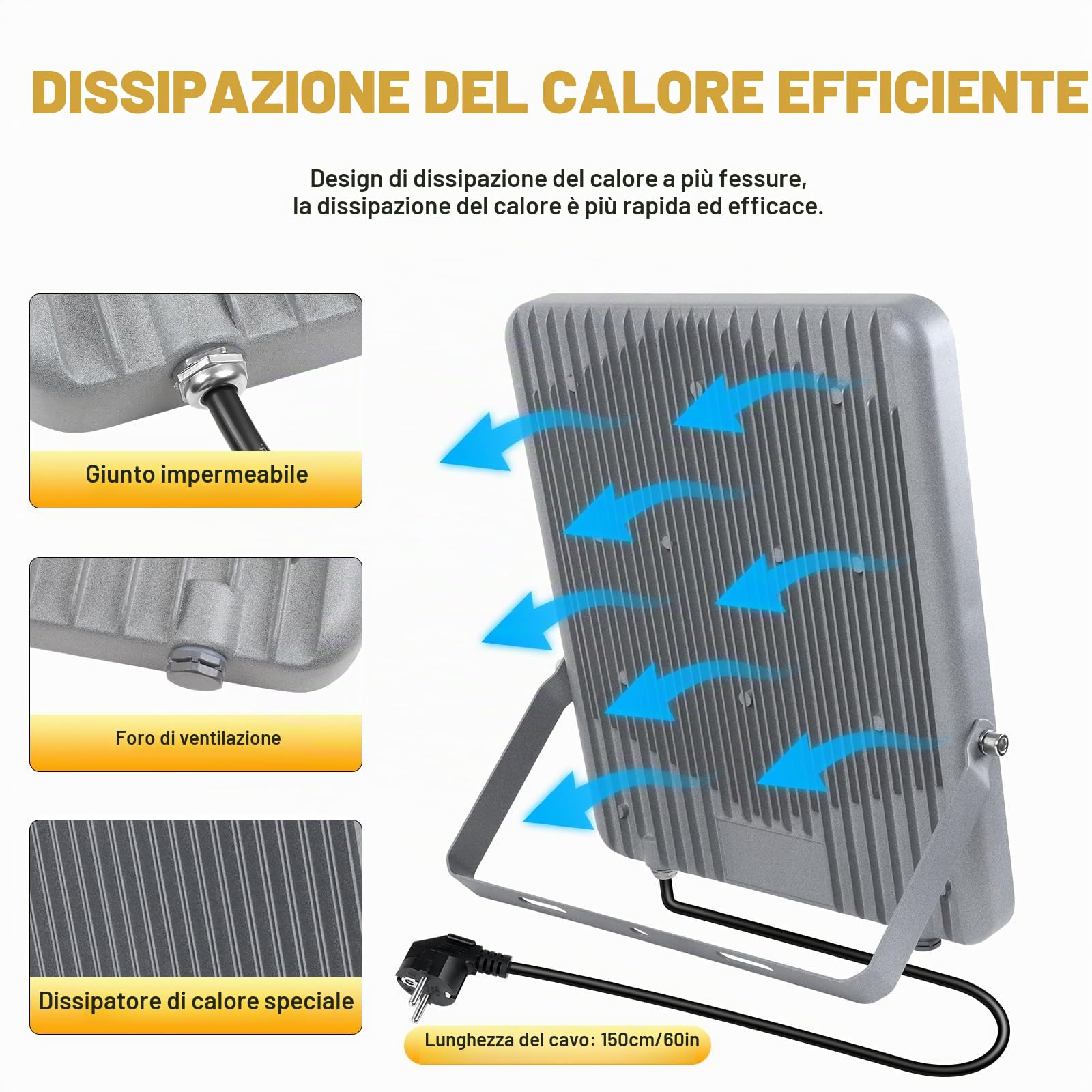 Willpower Proiettori a LED per esterni, 400 W, 40000 lm, luci di sicurezza a LED, 6000 K, bianco freddo, impermeabilità IP66, per giardino, garage, cortile, prato, cortile, patio, officina