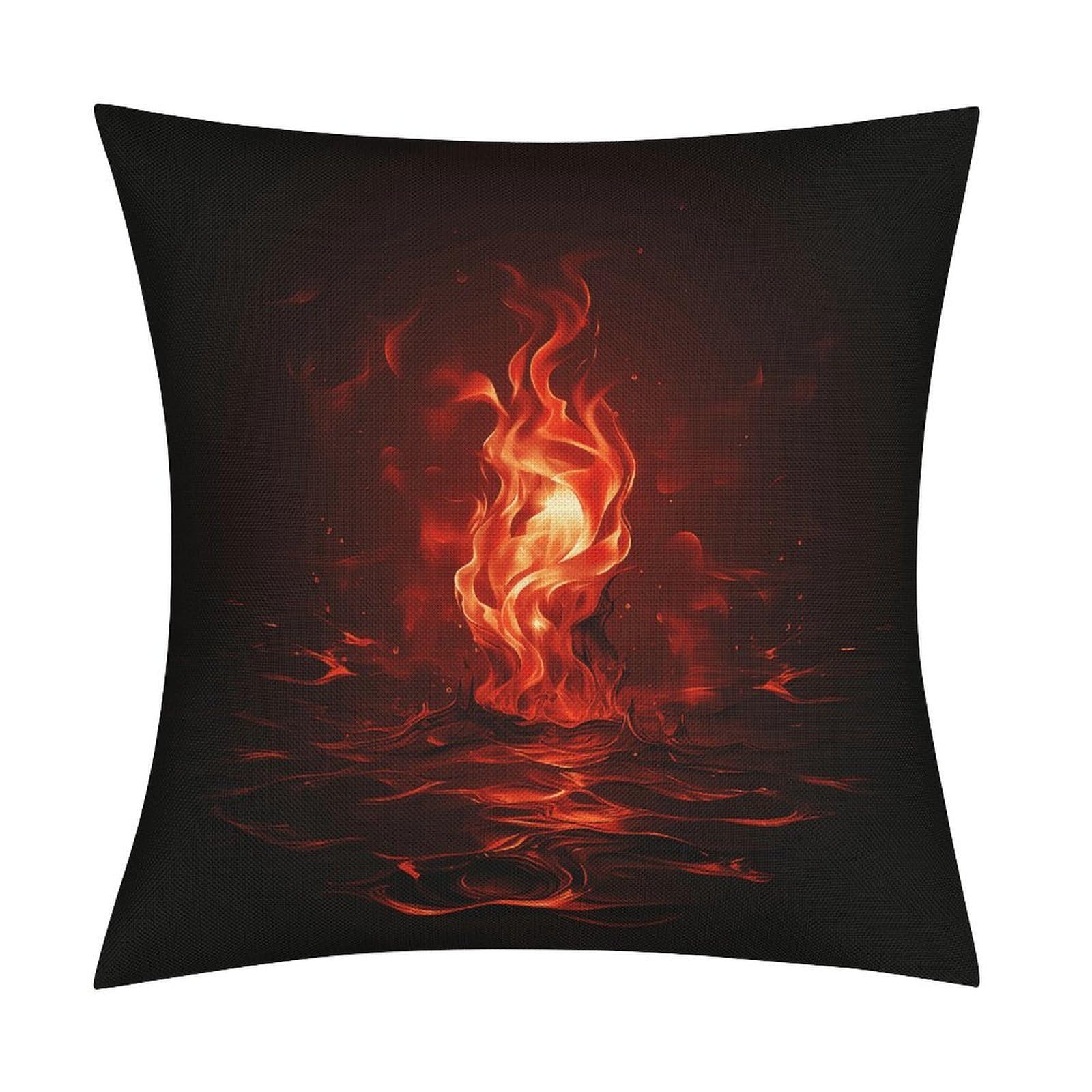 FekiLoot Red Flame Throw Pillow Cover Soft Square Cushion Case Farmhouse Cushion Cover Decorative Pillow Cover Modern Pillowcase for Sofa Living Room Bed Home Decor 18x18 Inch