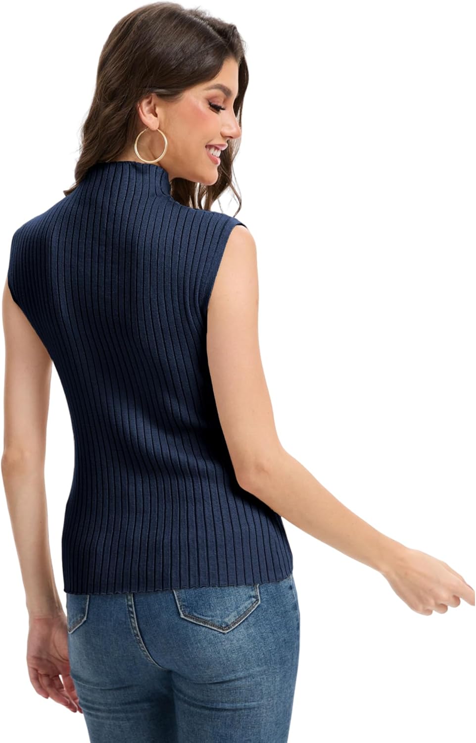 Breezy Lane Sleeveless Mock Neck Tops for Women Sweater Vest Mock Turtlenecks Knit Vests - Image 4
