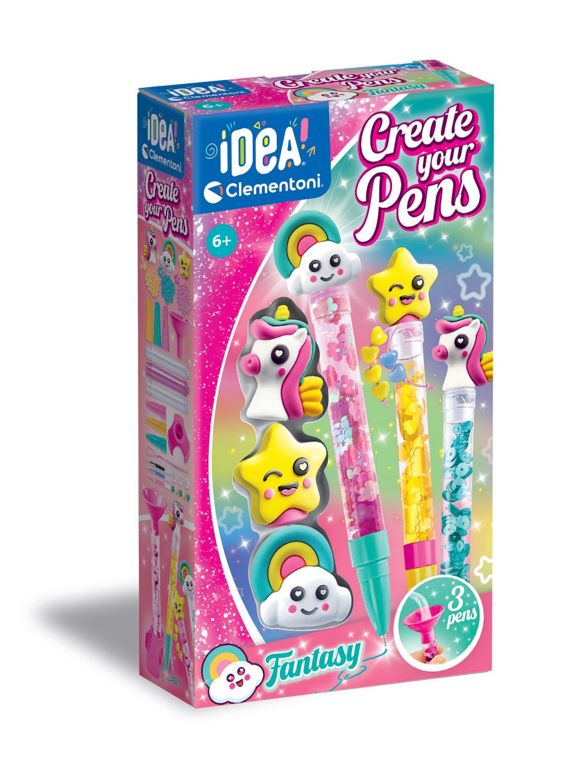 Clementoni Set-Idea-Small Kit Lab Fantasy-Creative Toys, Laboratory, Coloured, Personalised Pens Girls, Art and Crafts for Kids 6 Years, 18827, Multicolour