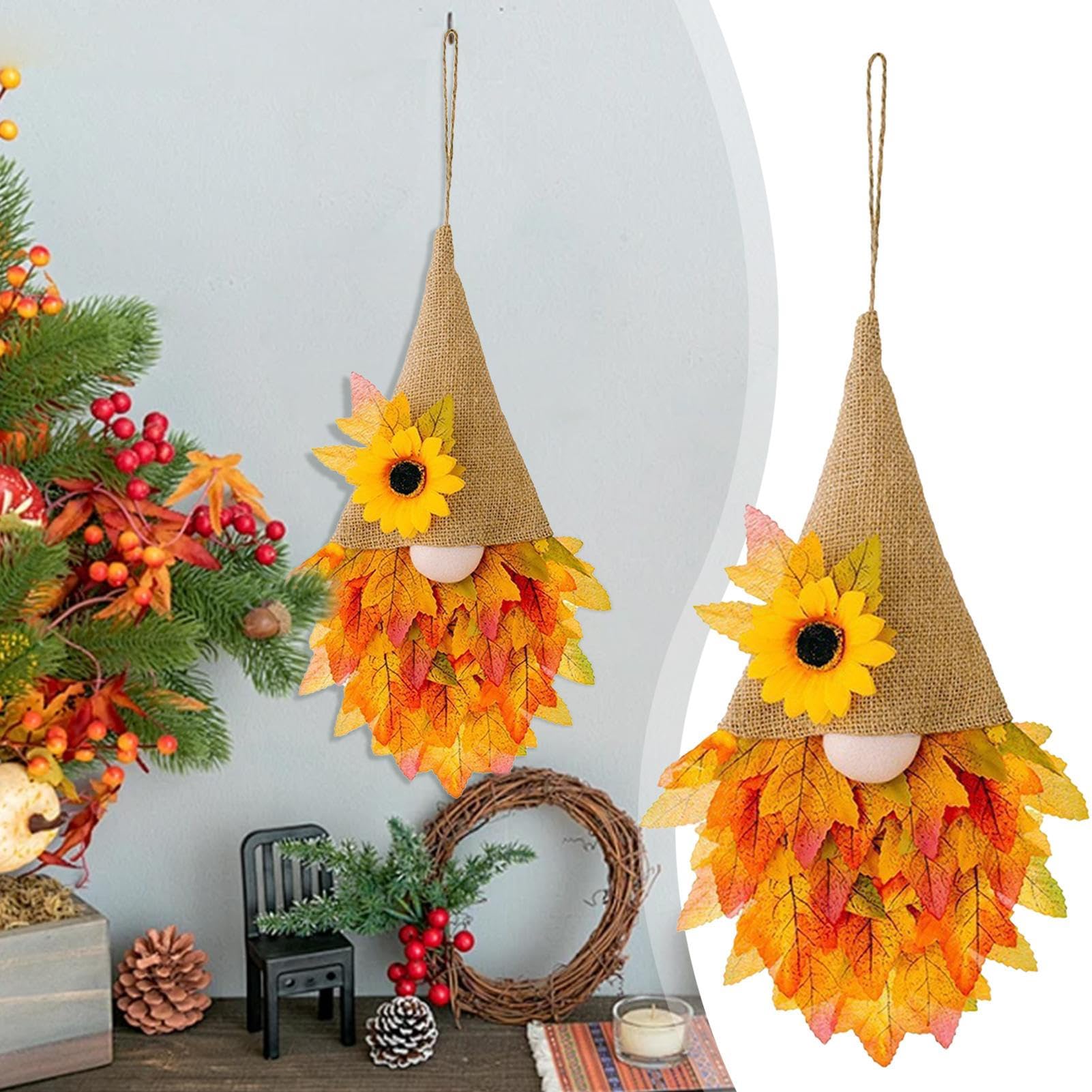 21 x 37 cm Wichtel Türkranz Herbst Mit Led Licht, Herbstkränze Für Haustür, Herbst Girlande Deko, Deko Girlande Für Außen Eingang Haus Wand Küche Erntedankfest