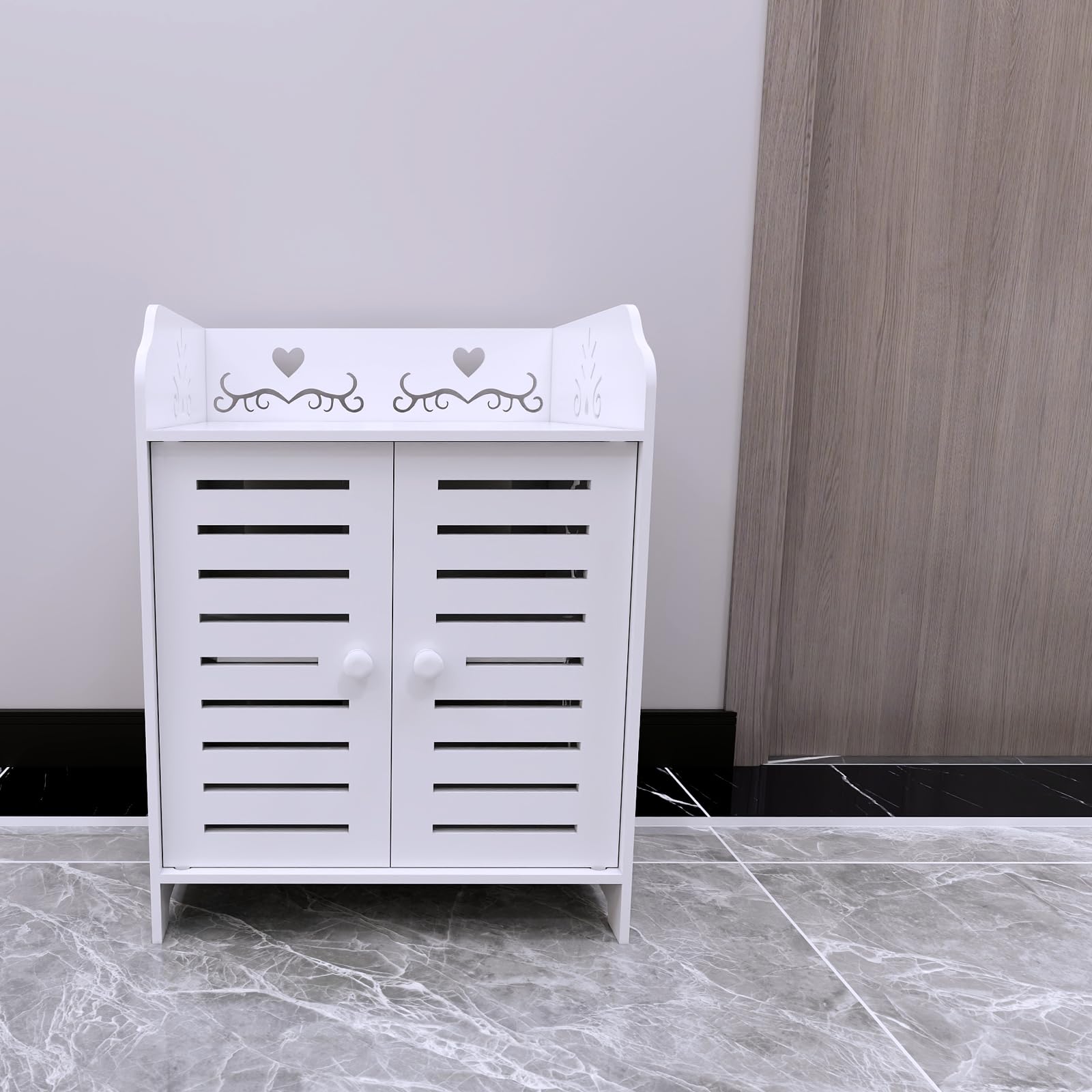 LANTUS Mobiletto portaoggetti per WC, mobile da bagno, supporto carta igienica con armadio e ripiani regolabili-40 x 35 x 53 cm (due livelli)