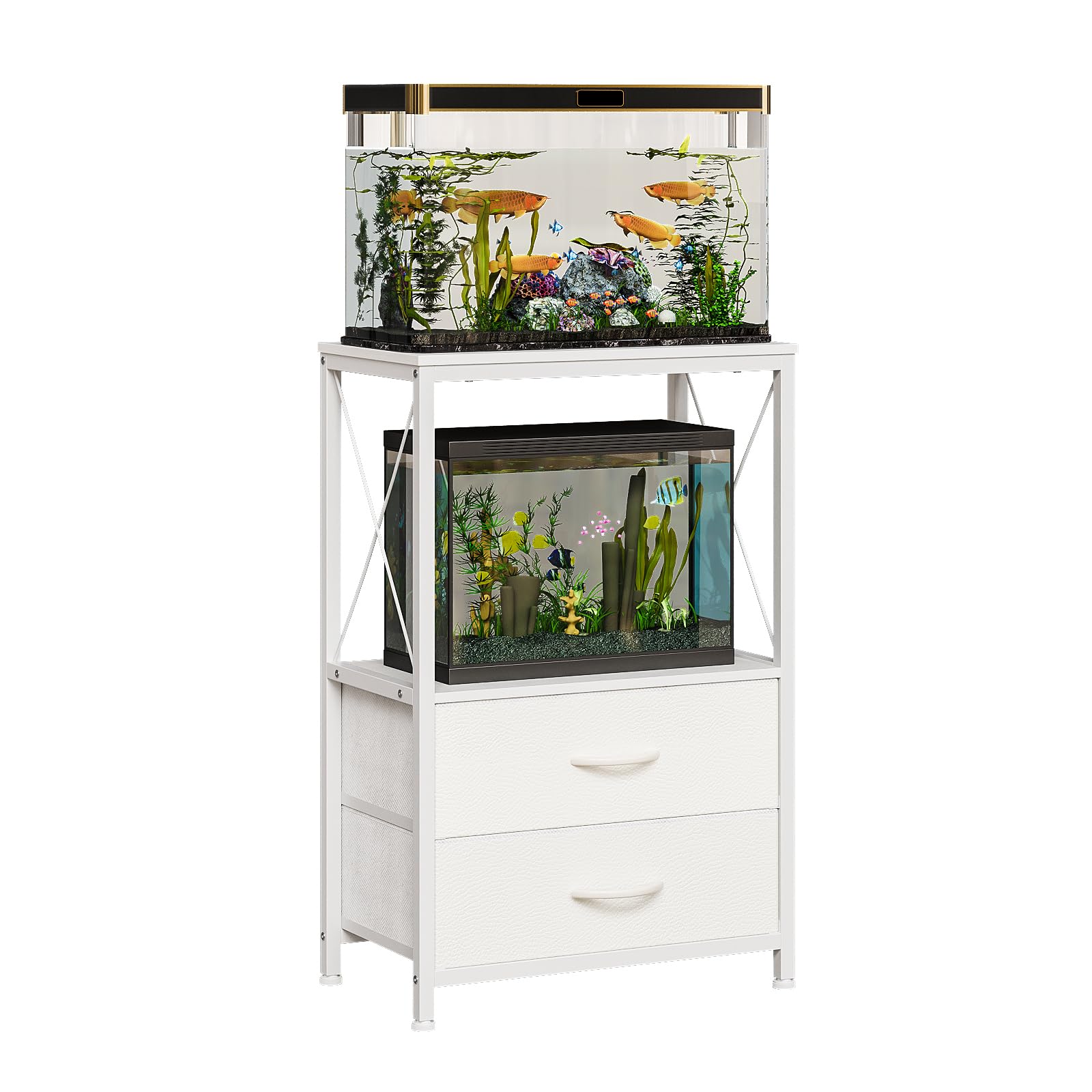 Amazon.com : Welfuturer Fish Tank Stand 10 Gallon with 2-Tier Shelf, Aquarium Stand with 2 Drawers, Metal Frame Heavy Duty Reptile/Turtle Tank Stand for Home Office, Fish Tanks Accessories Storage, White : Amazon.com : Welfuturer Fish Tank Stand 10 Gallon with 2-Tier Shelf, Aquarium Stand with 2 Drawers, Metal Frame Heavy Duty Reptile/Turtle Tank Stand for Home Office, Fish Tanks Accessories Storage, White :