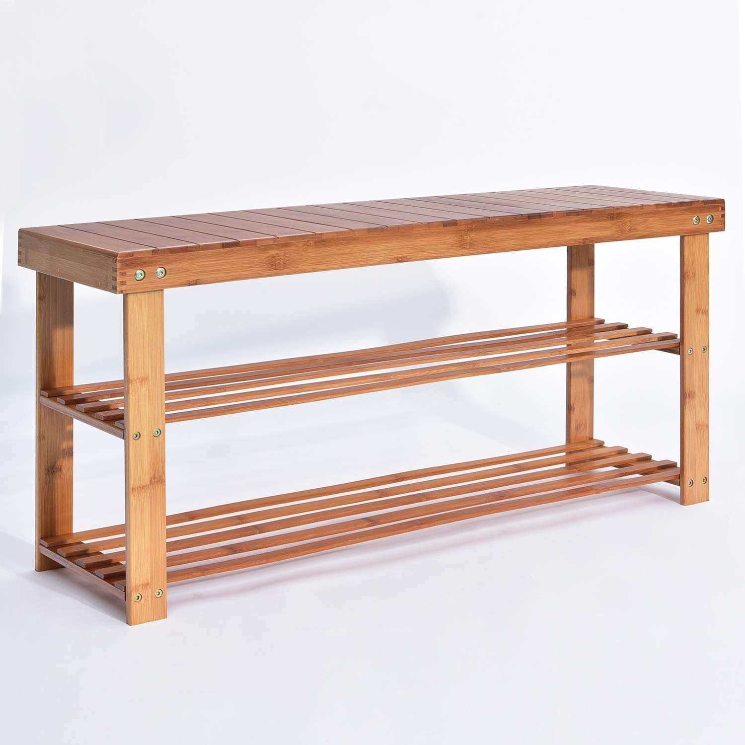 Hododou Shoe Rack, 2 Tier Bamboo ShoBamboo Shoe Rack, 2 Tier Wooden