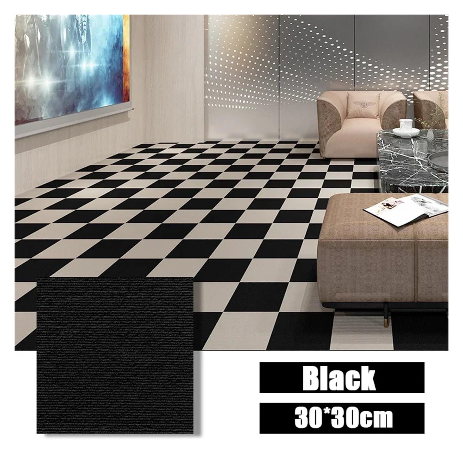 Moquette Pavimento 10-40 pezzi 30x30 cm Tappetino autoadesivo quadrato staccabile adesivo rimovibile for piastrelle fai da te for arredamento casa(Brown-40PCS)