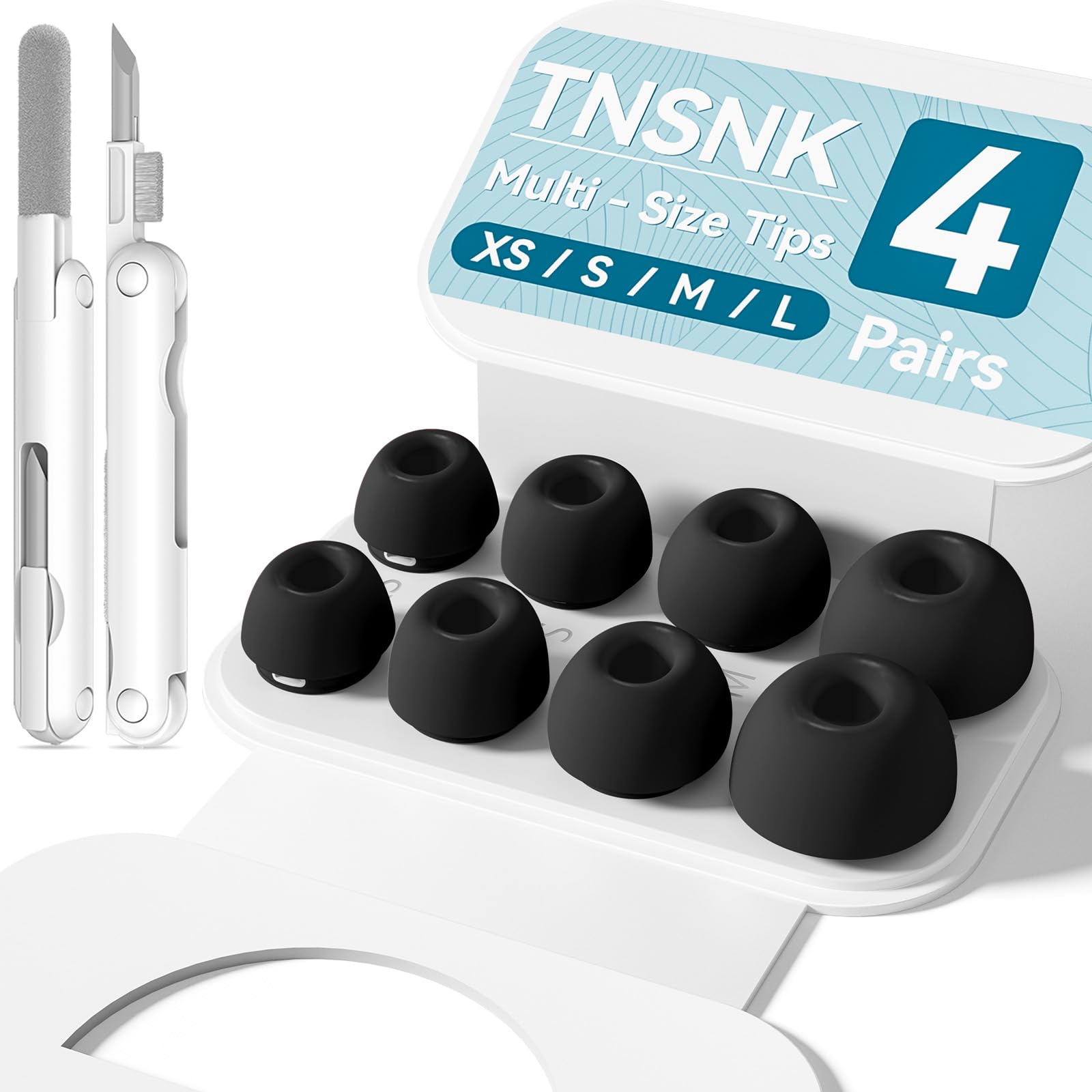 4 Pairs Replacement Ear Tips for AirPods Pro 1st /2nd(Black)