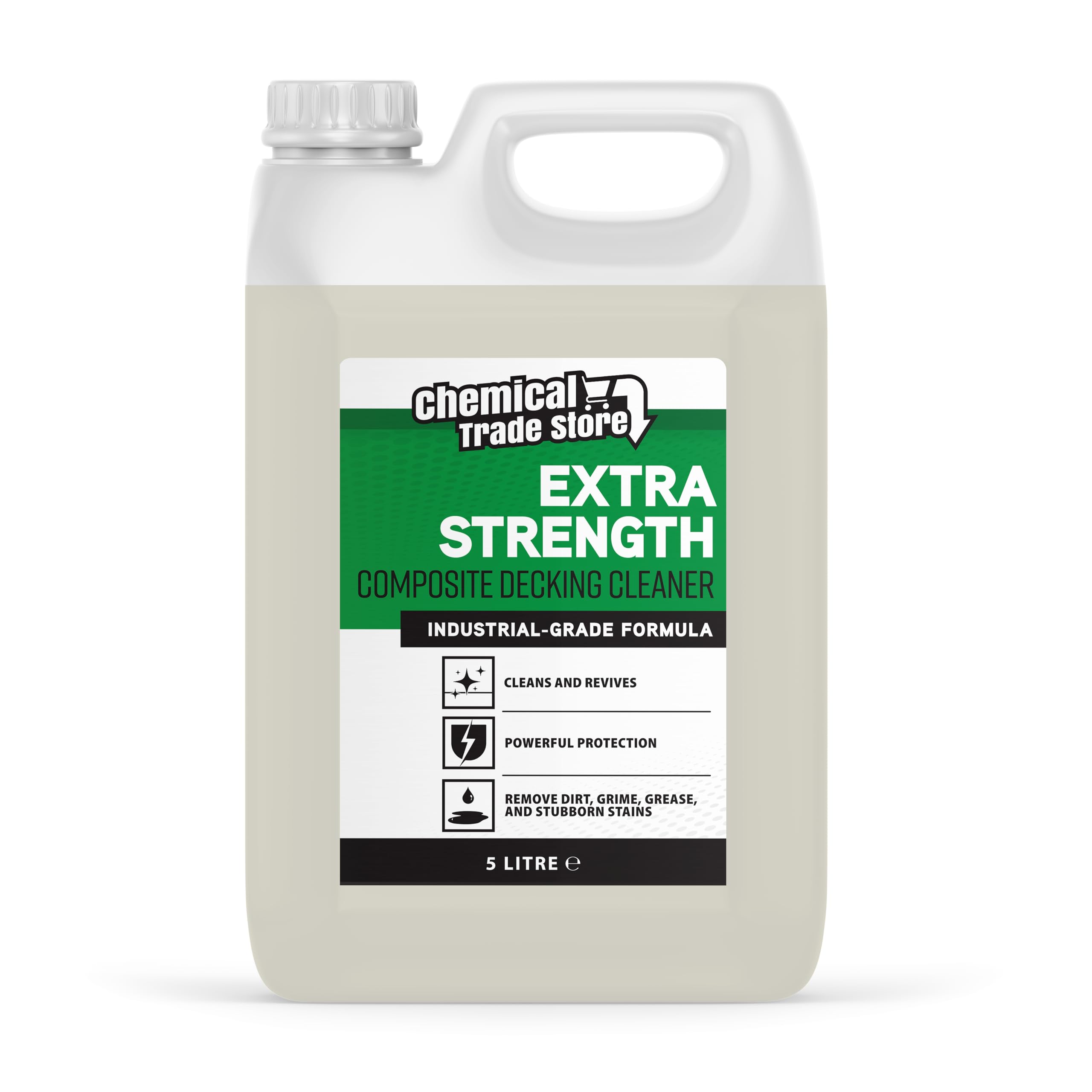 Chemical Trade Store - Composite Decking Cleaner - Plastic UPVC Deck Algae and Mould Remover - Removes Dirt, Grime and Bird Droppings - 5 Litre