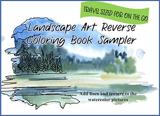 Independently published Landscape Art Reverse Coloring Book Sampler: Pocket sized for travel on the go.