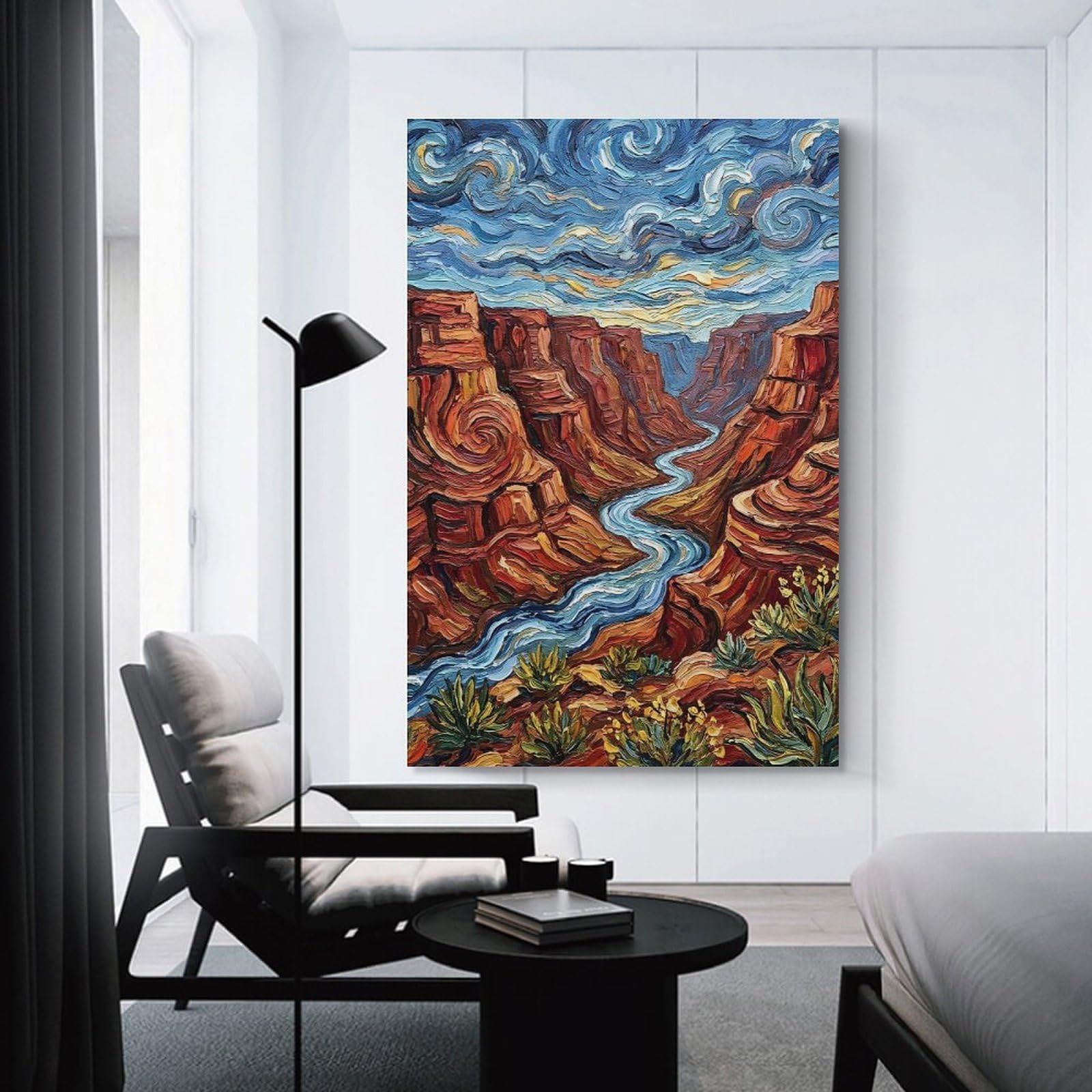 Junmoney Grand Canyon Impasto Painting Decorative Wall Artwork 08x12inch(20x30cm), for Home Lounge, Bedroom Or Reading Nook, Easy Decor for Gallery Walls