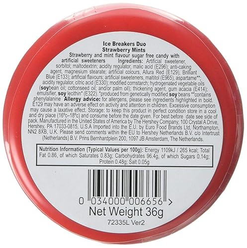 Miniatura 2 de Latas de mentas Ice Breakers Duo Fruit Plus Cool sabor fresa libres de azúcar (8 unidades) y latas de mentas Ice Breakers Sours sabores variados de