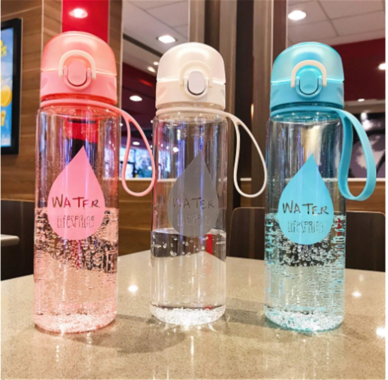 Botella de Agua Deportiva, Botella para Gimnasio, Escuela, Viajes al Aire Libre, Botella Infusor de té portátil a Prueba de Fugas, Botellas de Bebida, Vasos de plástico para Estudiantes