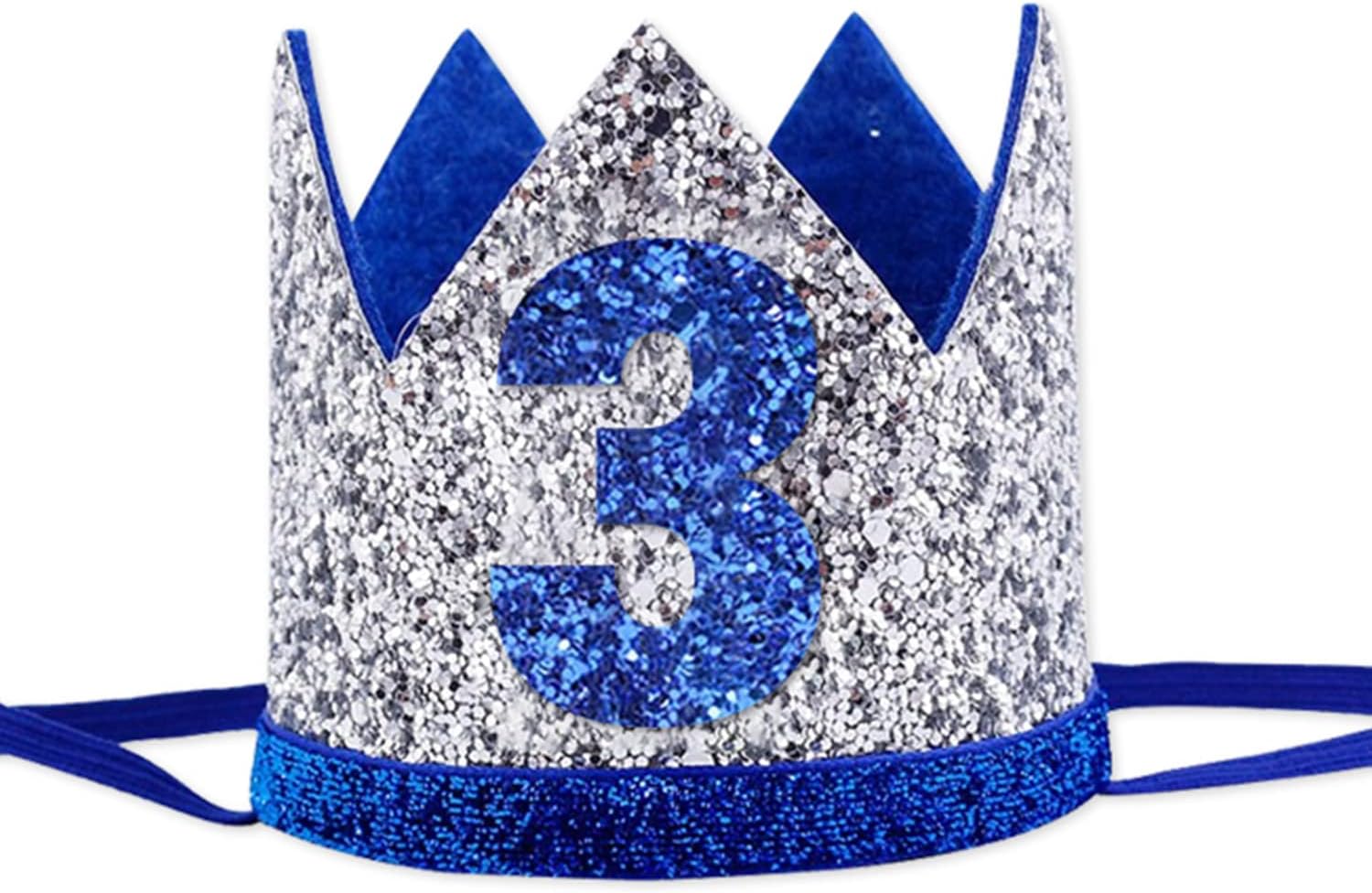 Birthday Hat, Birthday Party Hat, First Birthday Glitter Crown for Baby Boy/Girl 1st Birthday Party Supplies
