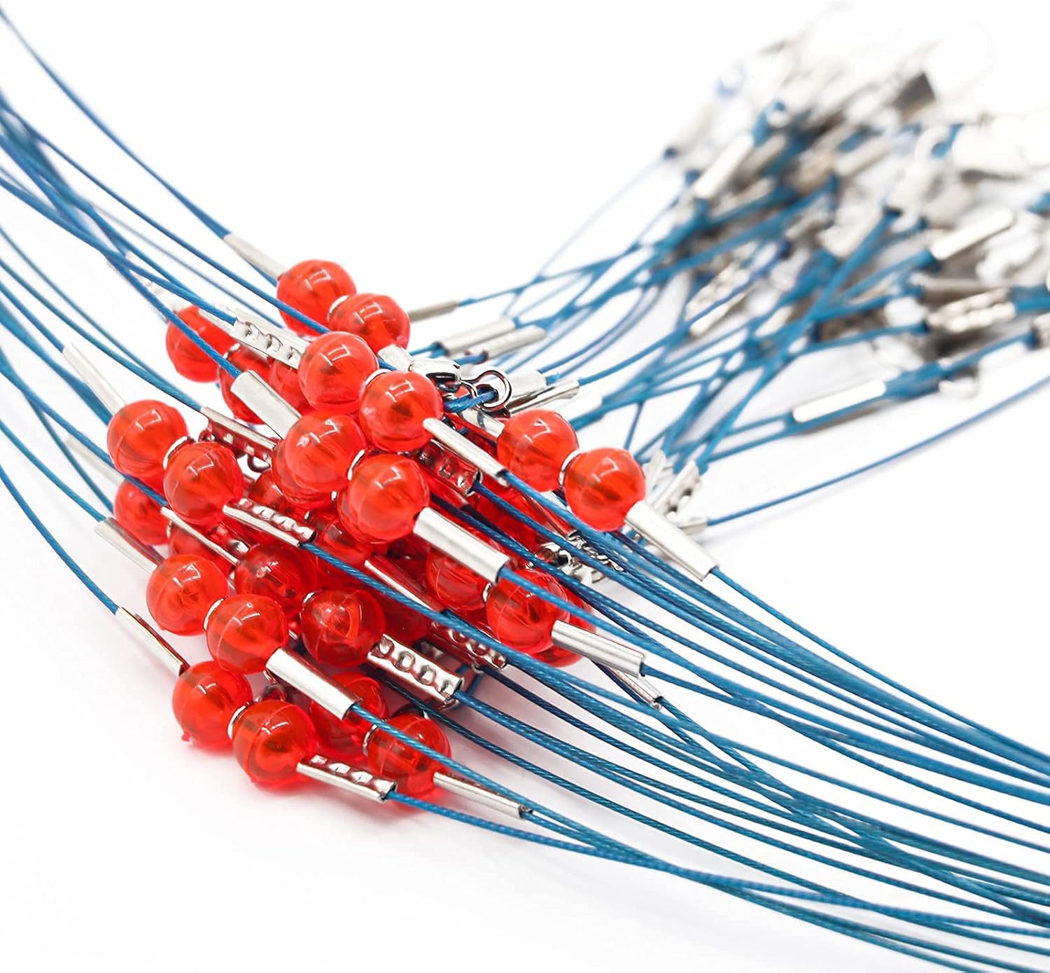 YOTO 12/24PCS Fishing Leaders Wire Rig Blue Nylon Coated Stainless Steel Fishing Rigs Tackle Lure Swivel Snaps Beads Connect Tackle Lures Rig or Hooks Fishing Wire(12PCS 1 Arm +12PCS 2 Arm) : Sports & Outdoors