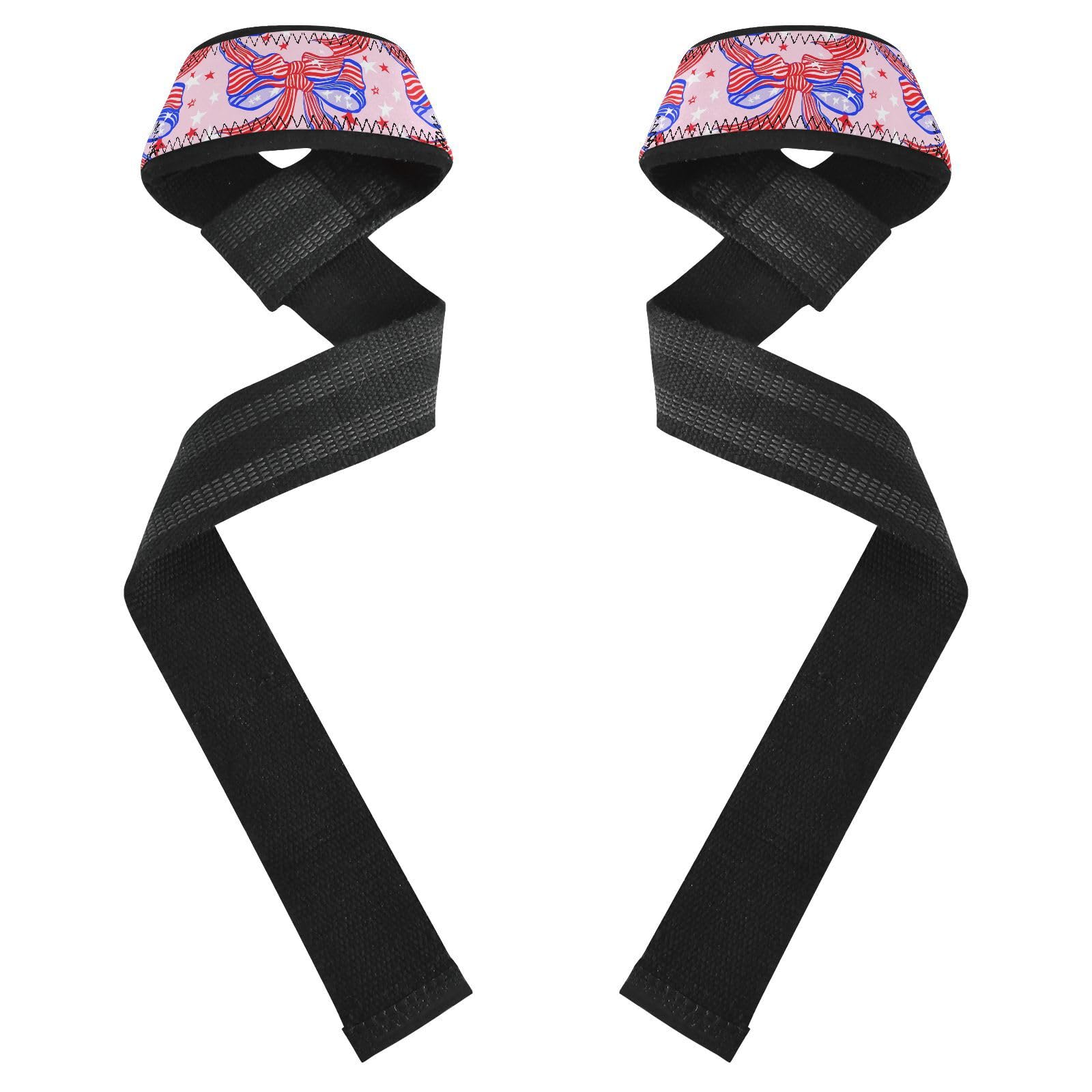 STAYTOP American Flag Style Bow Wrist Straps for Weightlifting,Lifting Straps with Neoprene Cushioned Wrist Padded and Anti-Skid Silicone for Strength Training,Bodybuilding,Deadlifting