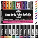 Dmsky 10 Packs Eye Black Sports Stick for Football, Baseball, Softball-Anti-Glare Face Body Paint Stick Kit,Water-Proof Eye Sports Paint Sticks,10 Color Eyeblack Painting Kit for Athletes & Fans