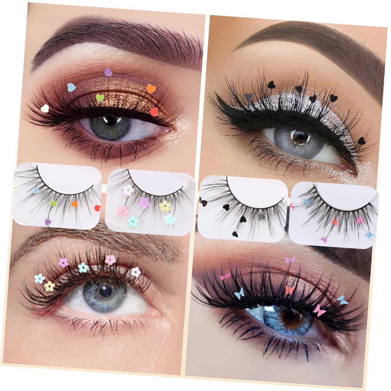minkissy 16 Paar Pailletten Falsche Wimpern Natürliche Fake Wimpern Performance Wimpern Klebewimpern Künstliche Wimpern Fake Pailletten Wimpern Schmetterlinge Wimpern Glitzer Pailletten