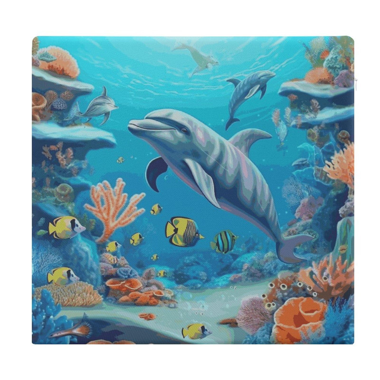 Adfgyerh Style Seabed Coral Fish Dolphins Cushions Memory Foam For Adults, Seat Cushion Chair Pads Soft, Square Pillows For Dining, Kitchen, Office, Patio Chairs