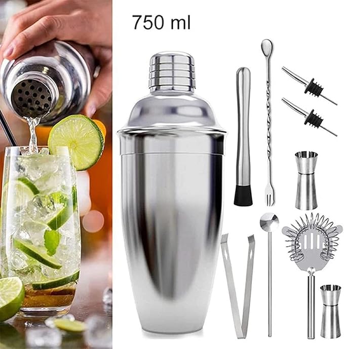 Set de Coctelera 11 Piezas Acero Inoxidable con Soporte miniatura 6