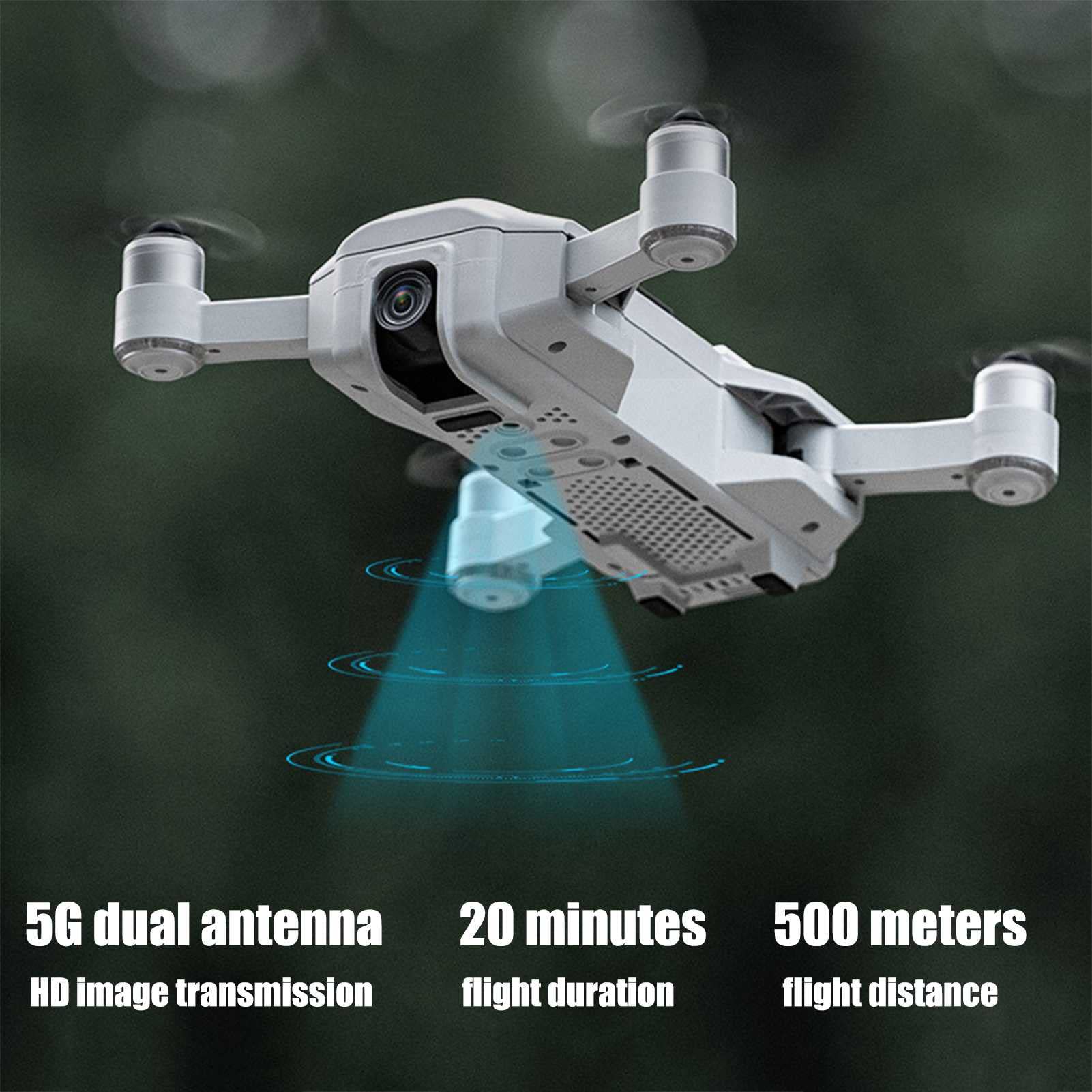 Drones GPS para adultos que te siguen?brushless Motor plegable 4k HD doble cámara aérea control remoto aeronave (gris 3 BATTERY)