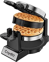 Double Waffle Maker, 1400W Rotating Belgian Waffle Iron with Nonstick Plates, 180  Flip, 8-Slice, Removable Drip Tray, Locking Lid & Cool Touch Handles, Stainless, Black