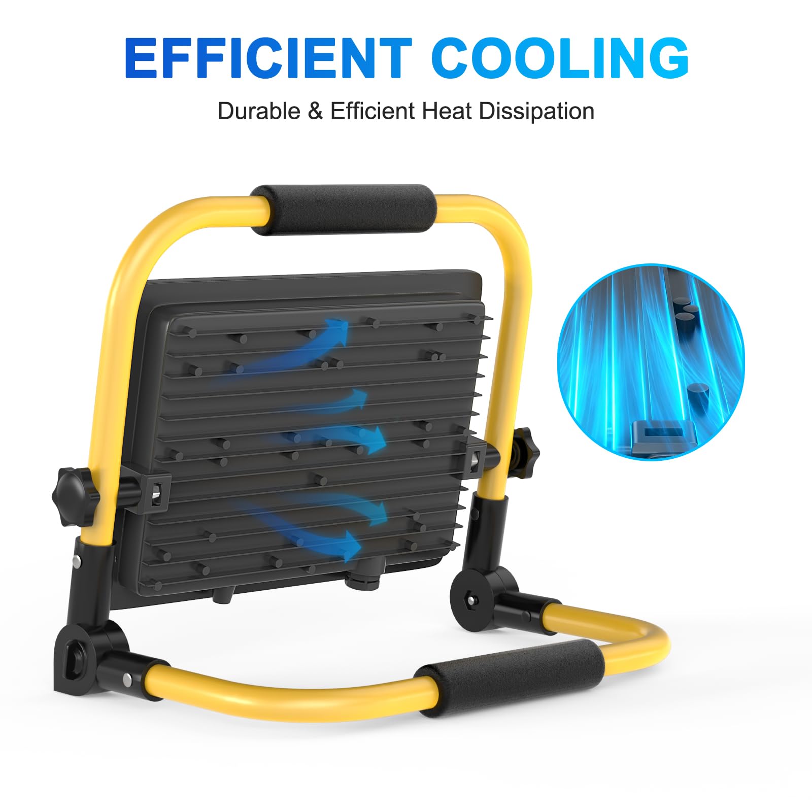 Faretto LED da Cantiere 200W, 20000lm Fari Led da Esterno con Spina, 6500K Lampada da Lavoro IP67 Impermeabile Cavo 2M, con Staffa Pieghevole, Faretto Lavoro per Edilizia,Officina, Garage