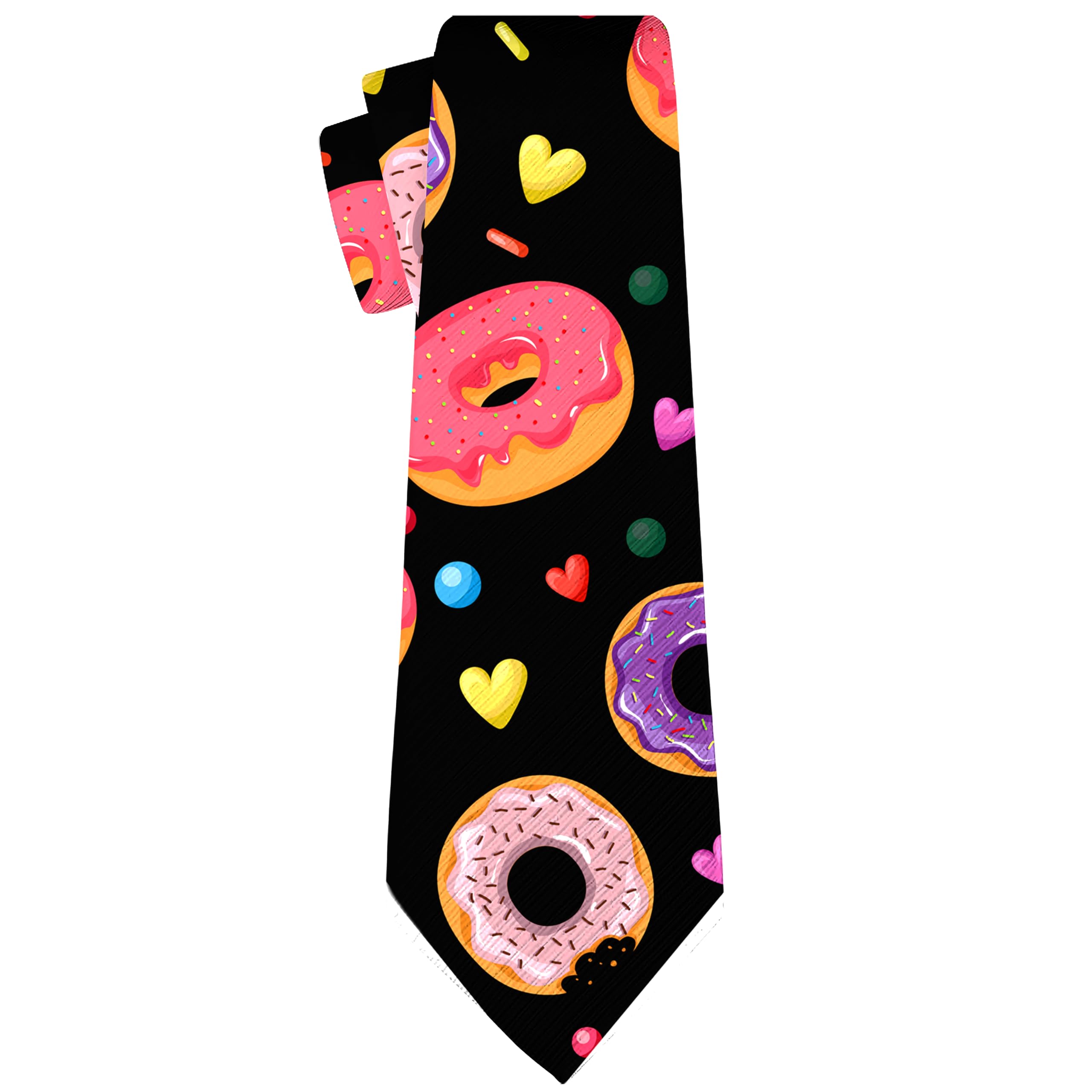 Cubirmin Donut Tie for Men Novelty Necktie Funny Donut Tie Food Neck Ties Great for Wedding Groom Groomsmen Party