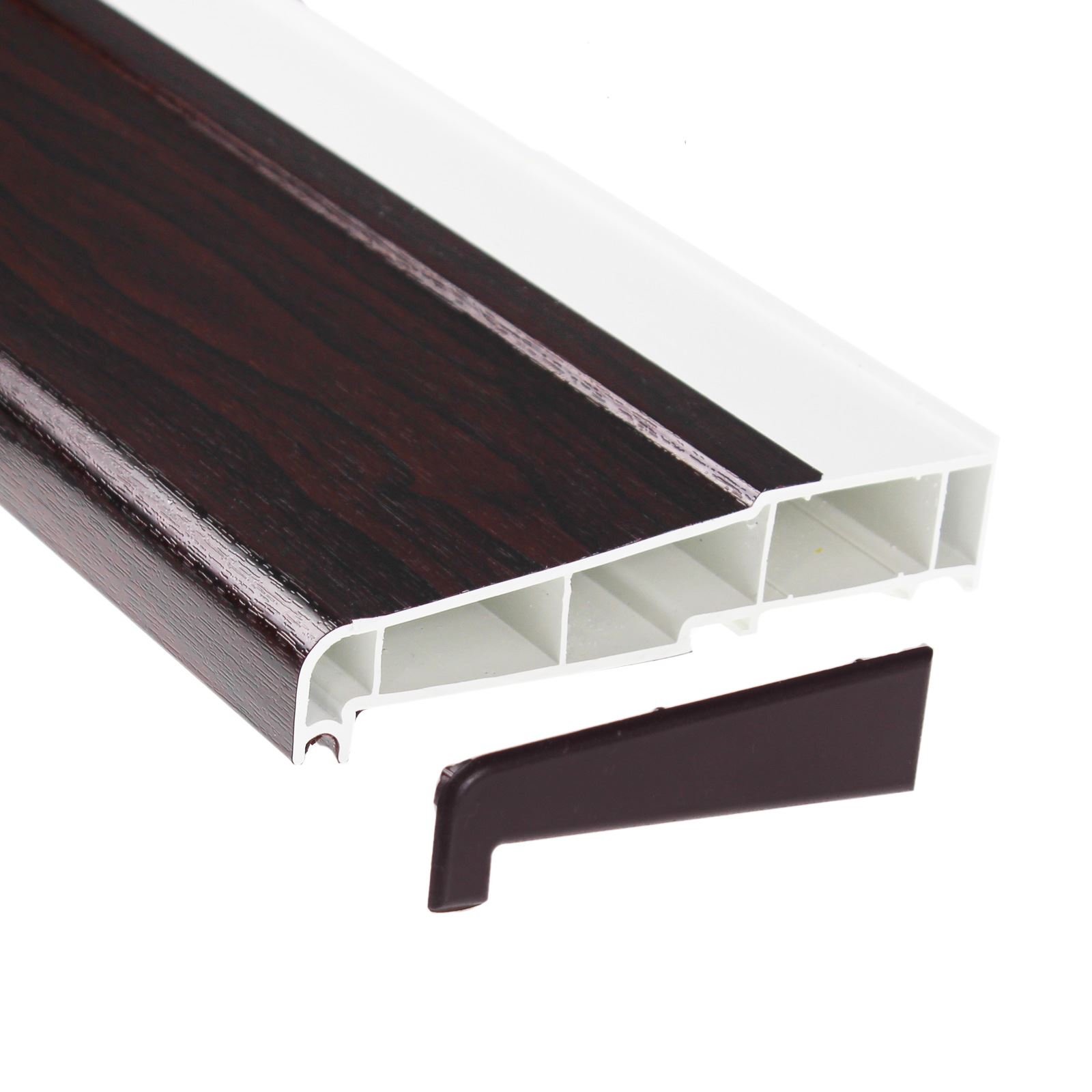 150mm x 1m Rosewood UPVC Plastic External Window Sill (with End Caps)