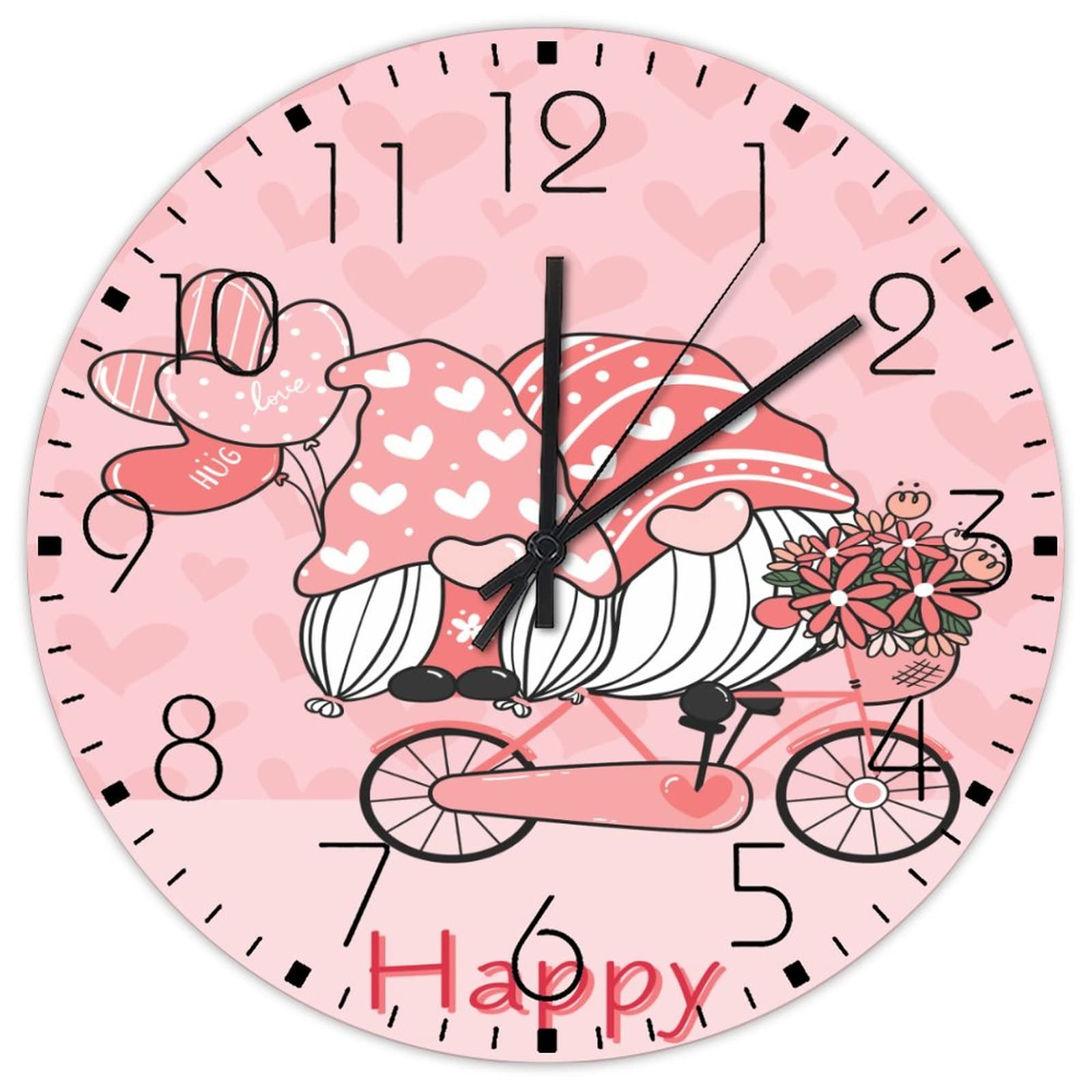 Horloge murale analogique ronde en bois rose de 38 cm