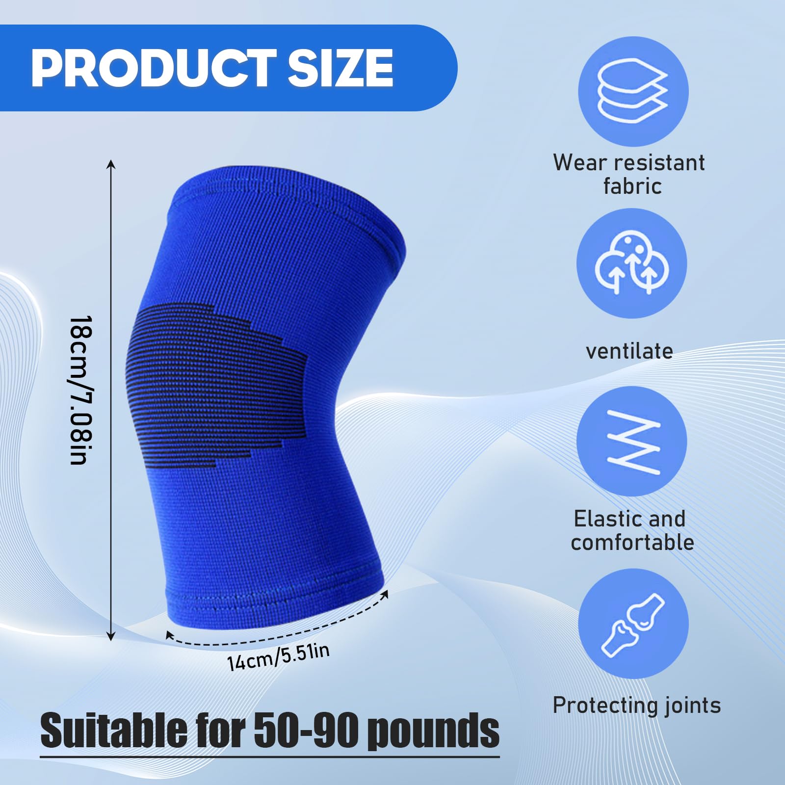 Genouillère Enfant Nylon Haute Qualité 4 Pièces Haute Élasticité Travaux, Protege Genoux Diamant, Sports Extérieur (Bleu et Noir)