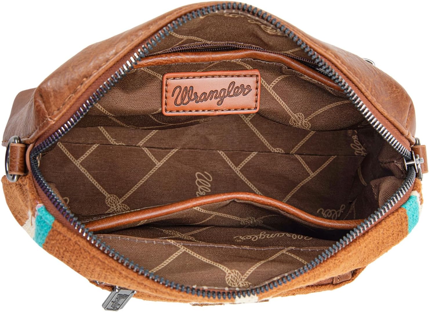 Wrangler Western Aztec Small Crossbody Bags for Women Multi Pocket Over Shoulder Crossbody Purse with Guitar Strap - Image 5