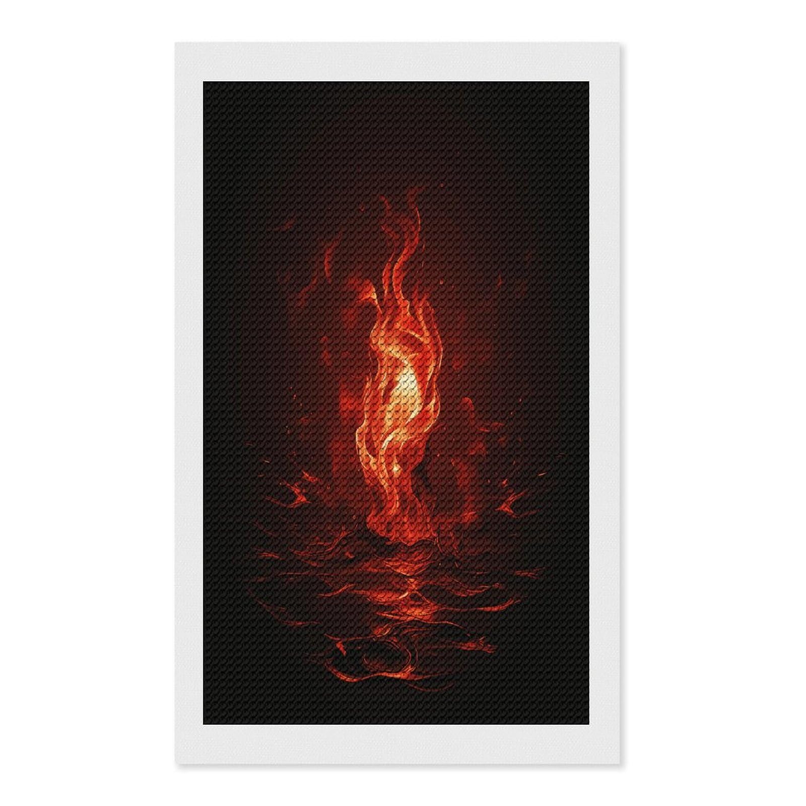 FekiLoot Red Flame Diamond Art Kits for Adults Diamond Painting Kits for Beginners DIY Diamond Art Kits Round Full Drill Diamond Dot Gem Painting for Home Wall Decor Gift 12"x20"