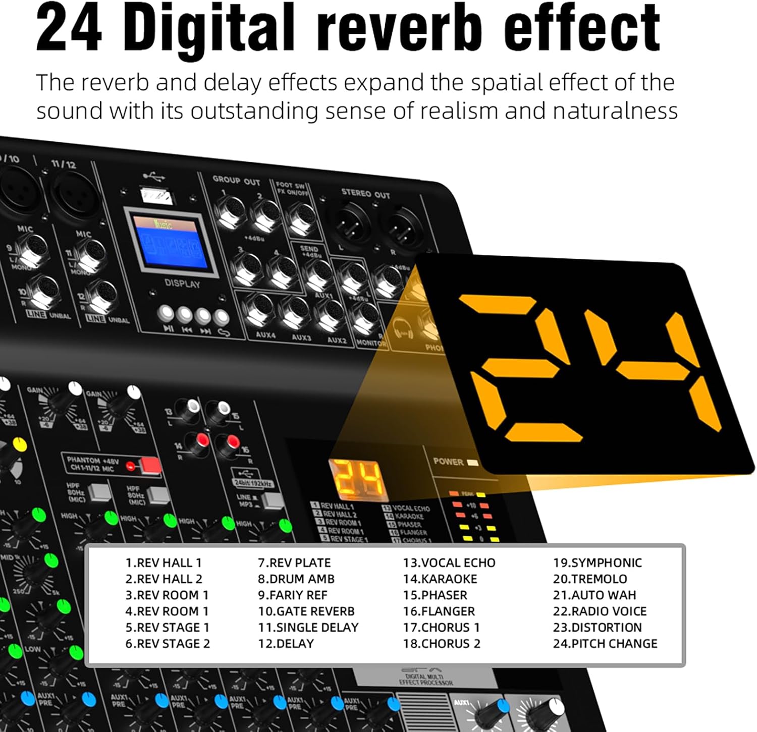 G-MARK MG16MP3 Audio Mixer digital effects display