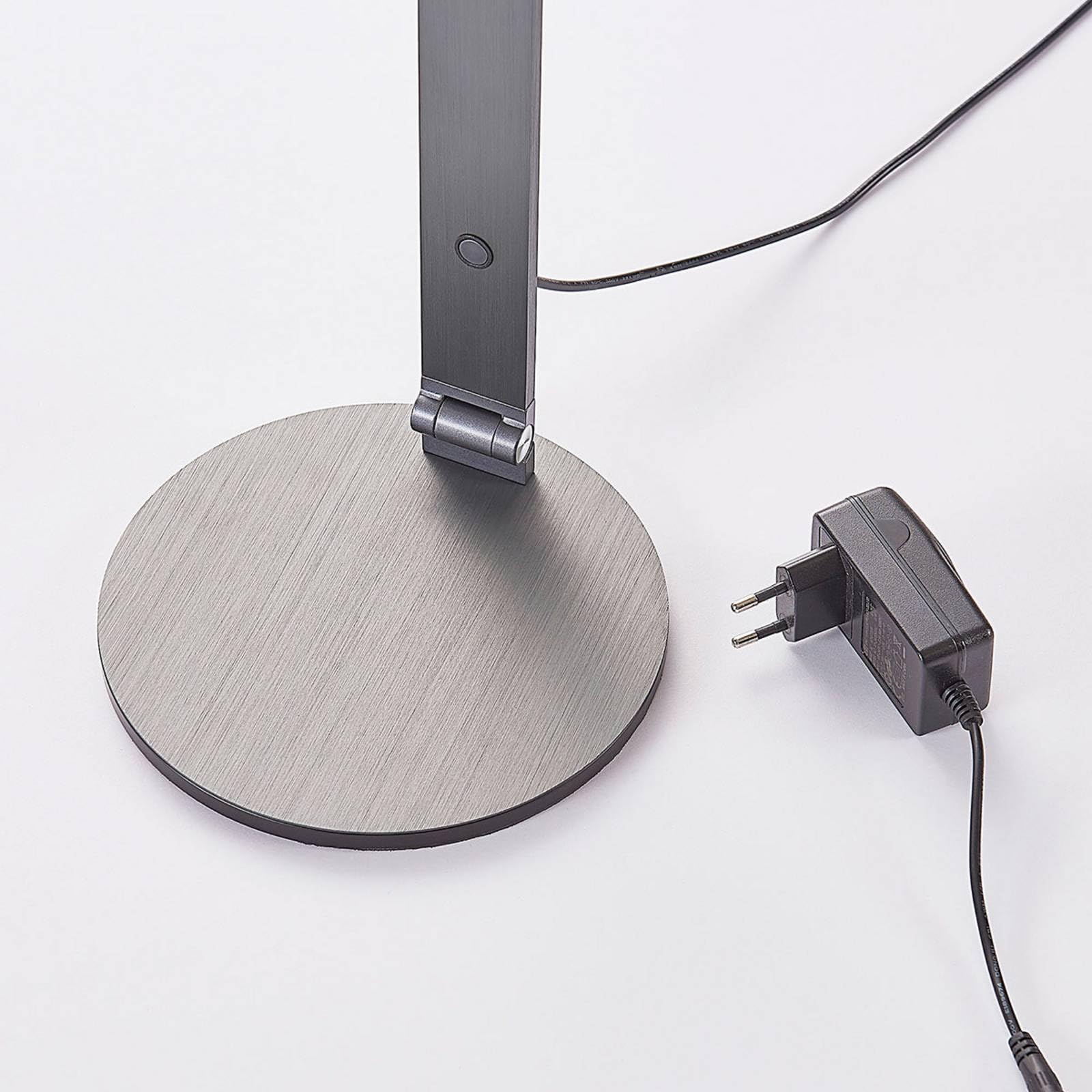 Lucande LED Tischlampe Mion dimmbar (Modern) in Alu aus Aluminium (1 flammig,) - Tischleuchte Schreibtischlampe Nachttischlampe Arbeitszimmerleuchte