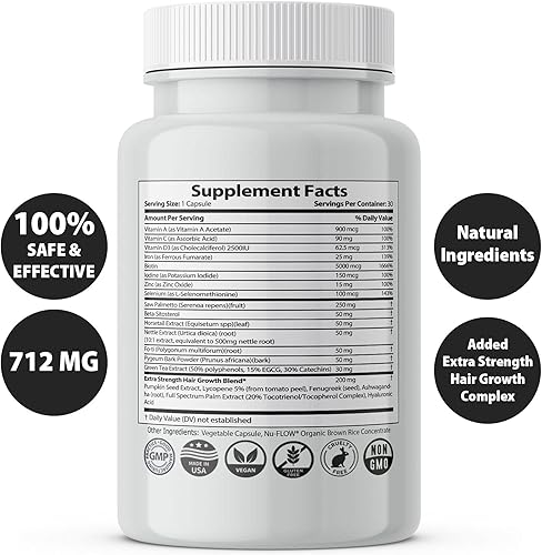Miniatura 2 de Finanutride Natural DHT Blocker & Cápsulas de crecimiento del cabello para prevenir la pérdida de cabello, estimular los folículos capilares