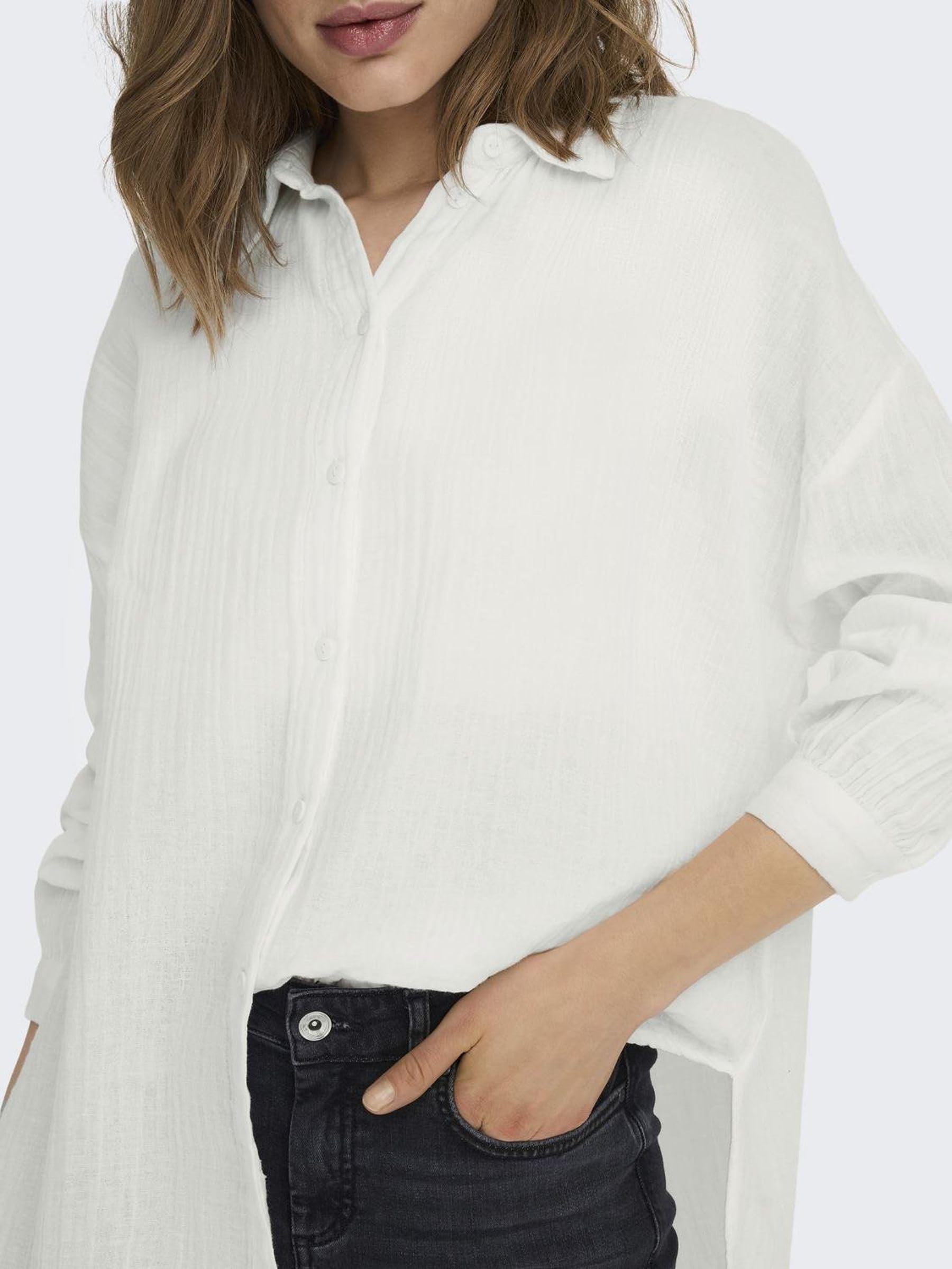 ONLY Onlthyra Oversized Shirt Noos Mujer Manga Larga Beige Más Grande
