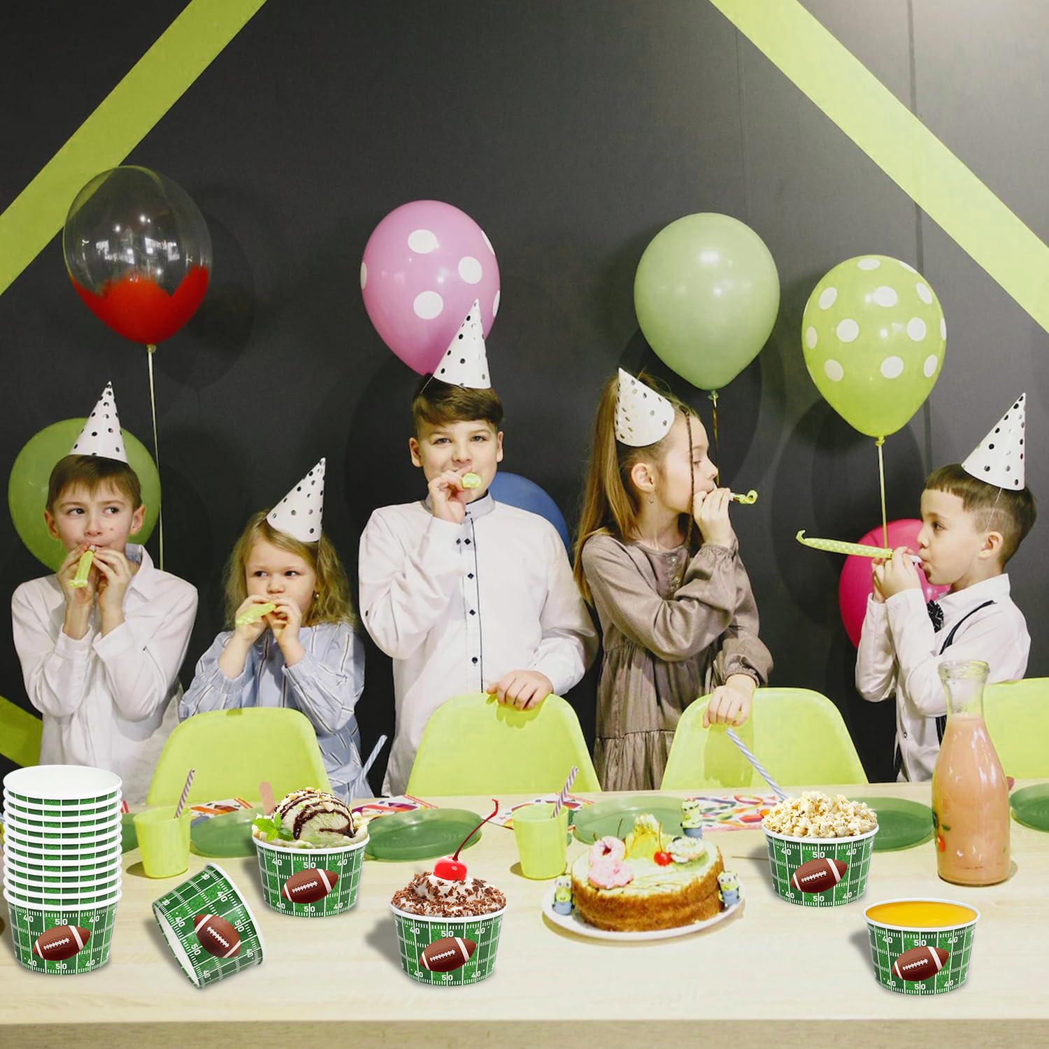 100 Fußball-Papierschalen Für Partys – 266 Ml, Wasserdicht, Perfekt Für Snacks & Dips Bei Sportevents