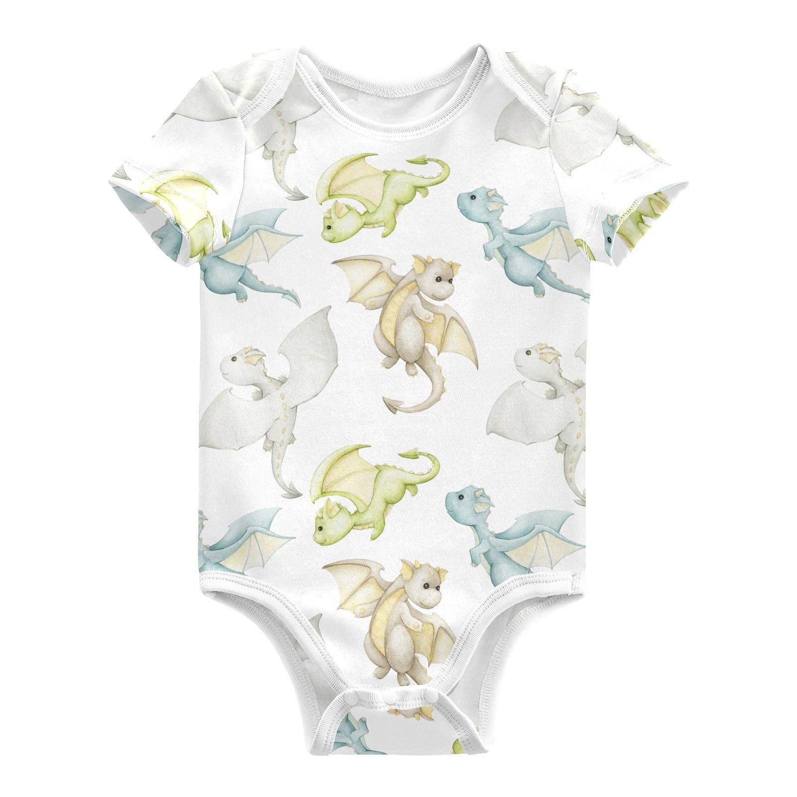 vvfelixl Baby Boys Bodysuit Watercolor Dragons Cartoon Style Short Sleeve Baby Girls Clothes Baby Bodysuits for Toddler 12-18 Months