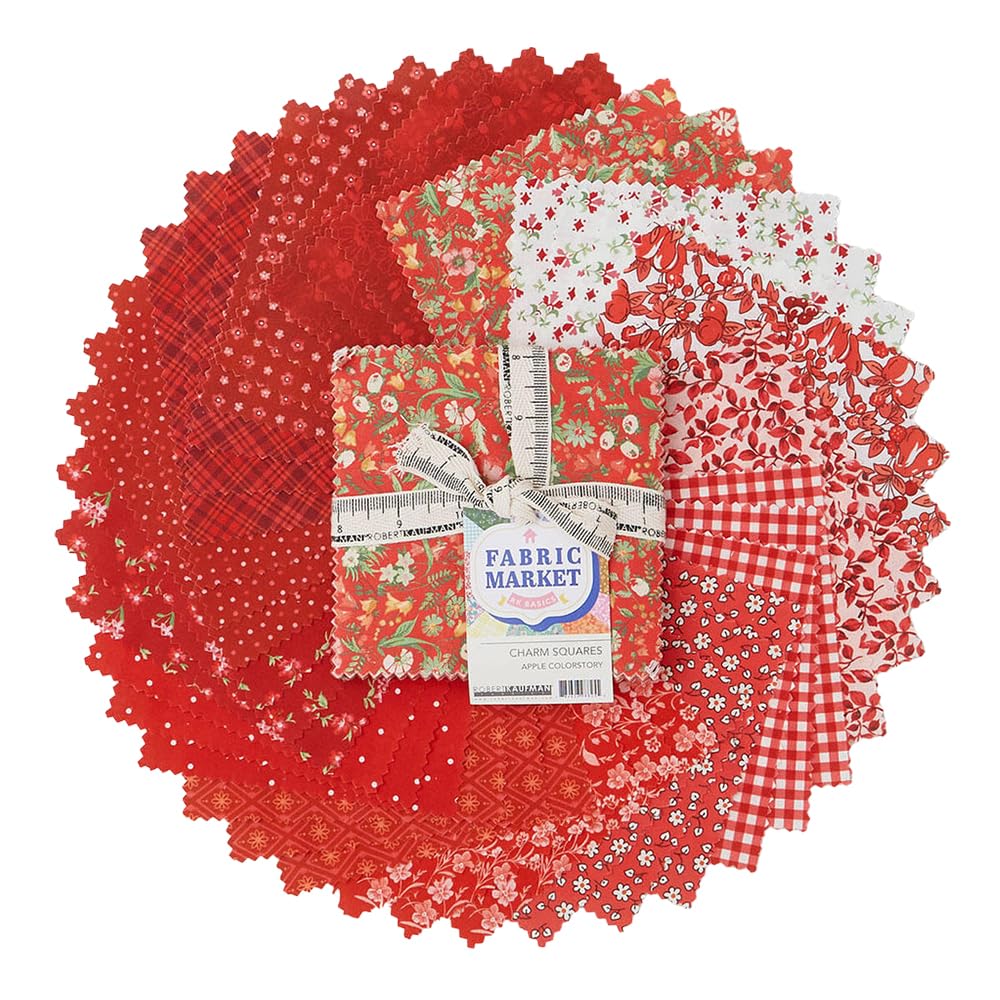 Flowerhouse Fabric Market Apple Charm Square 42 5-inch Squares Charm Pack Robert Kaufman CHS-1421-42