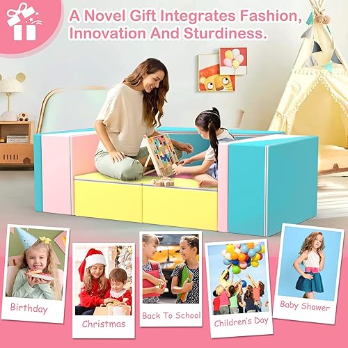 Miniatura 33 de BIERUM Sofá para niños, 6 piezas, sofá infantil para dormitorio, sala de juegos, sofá multifuncional para desarrollar la inteligencia, la 6 piezas