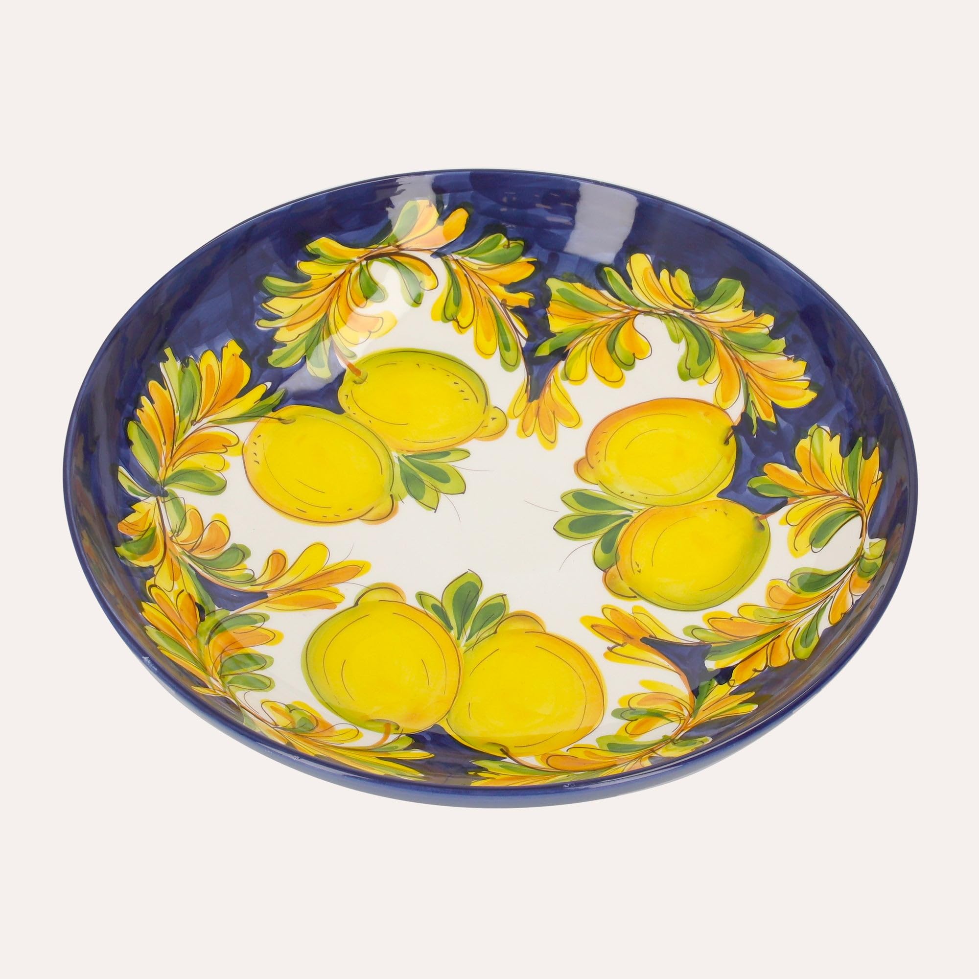 Keyhomestore | Insalatiera Grande con motivo decorativo limoni, Contenitore Elegante per Tavola e Cucina, Made in Italy (40x9cm) - Ceramica